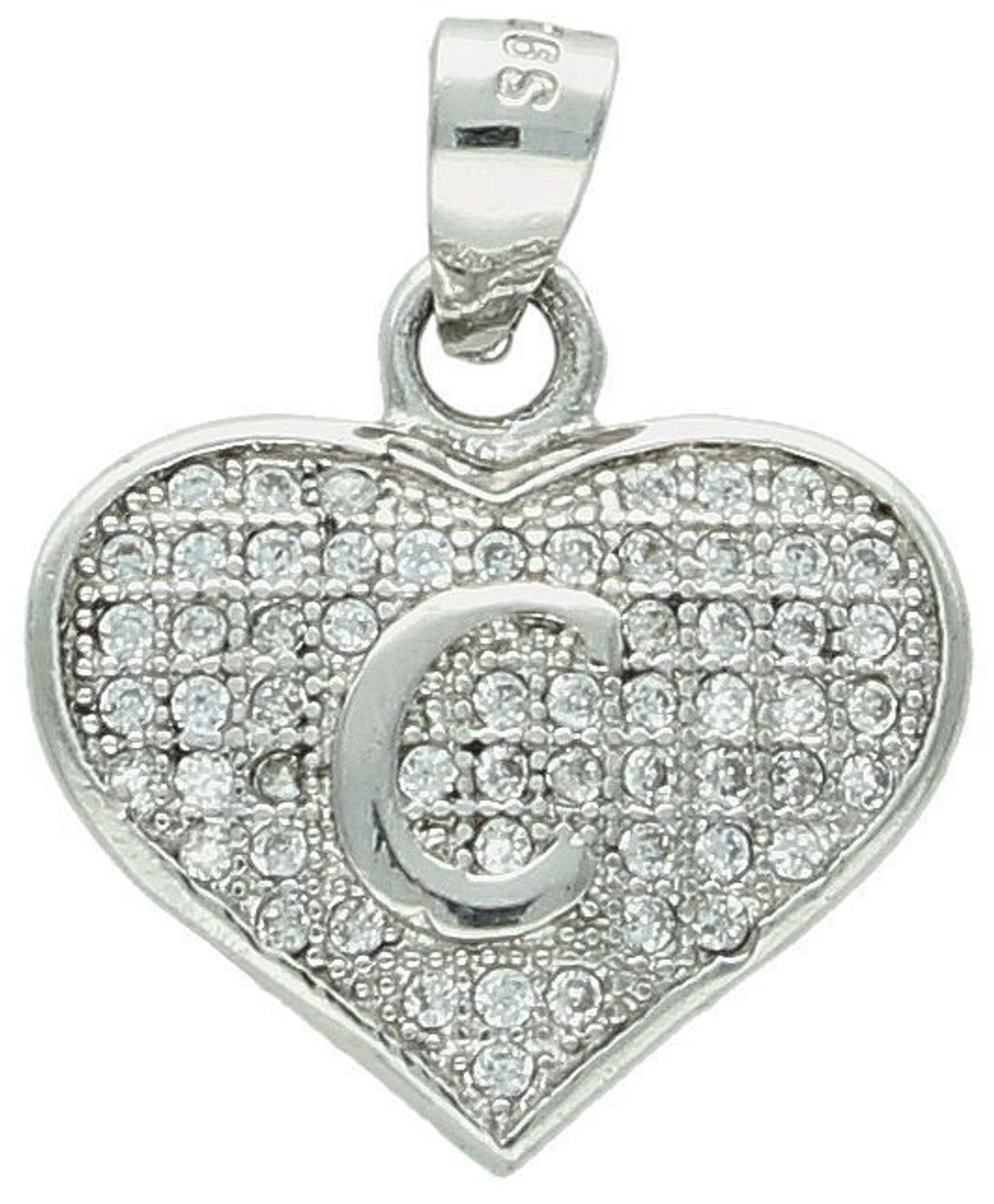 Zawieszka Literka C serduszko z cyrkoniami próba 925, DIA-ZAW-8752-C-925 Zawieszka w kształcie serduszka z literką „C” wypełnioną cyrkoniami to subtelna i elegancka biżuteria wykonana 1.jpg