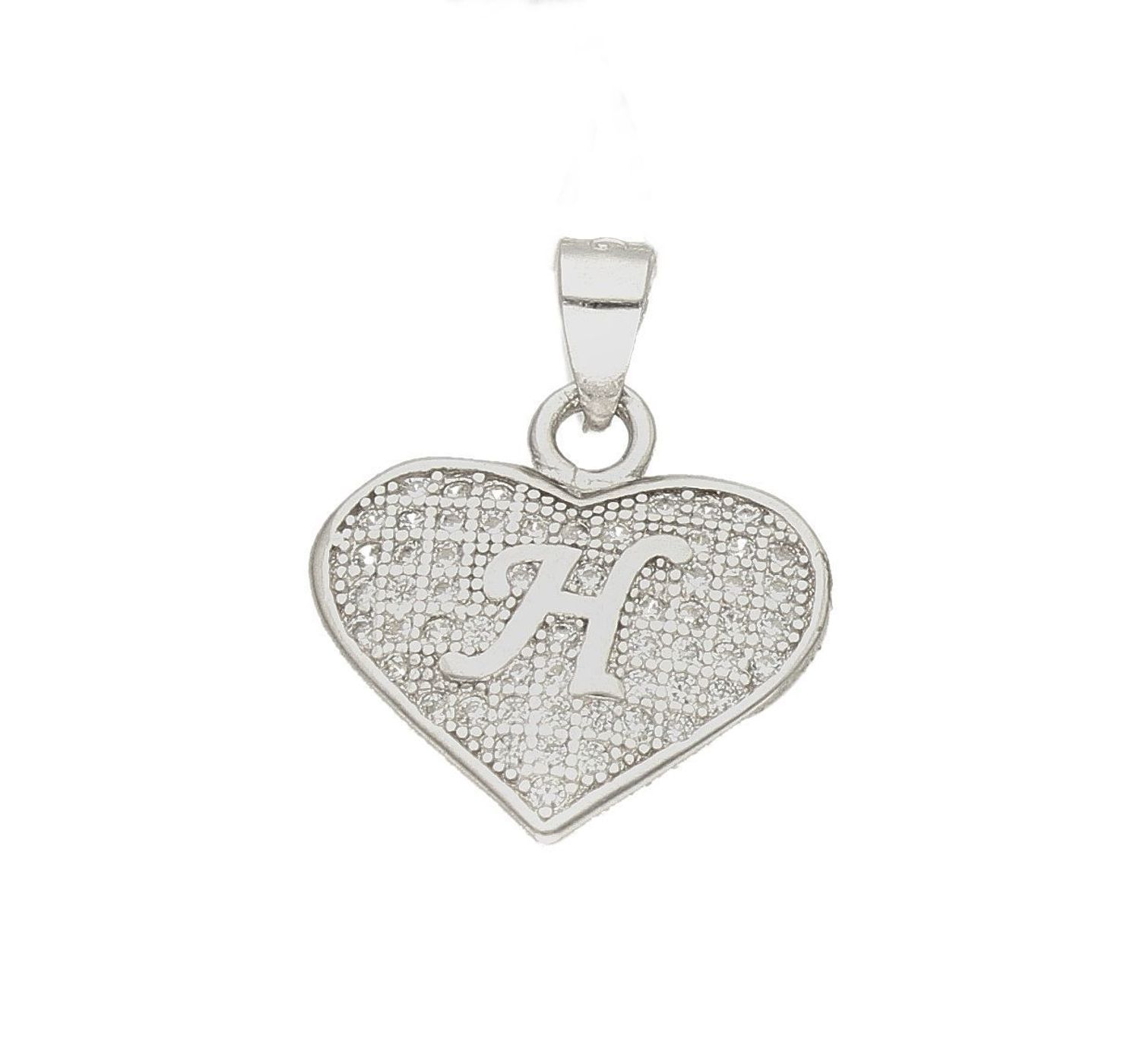 Srebrna zawieszka literka H w serduszku z cyrkoniami DIA-ZAW-8752-H-925.  Zawieszka w kształcie serduszka z literką H w środku wykonana z najwyższej próby srebra. Srebrna zawieszka w kształcie serca wykonana została w próby 92.jpg