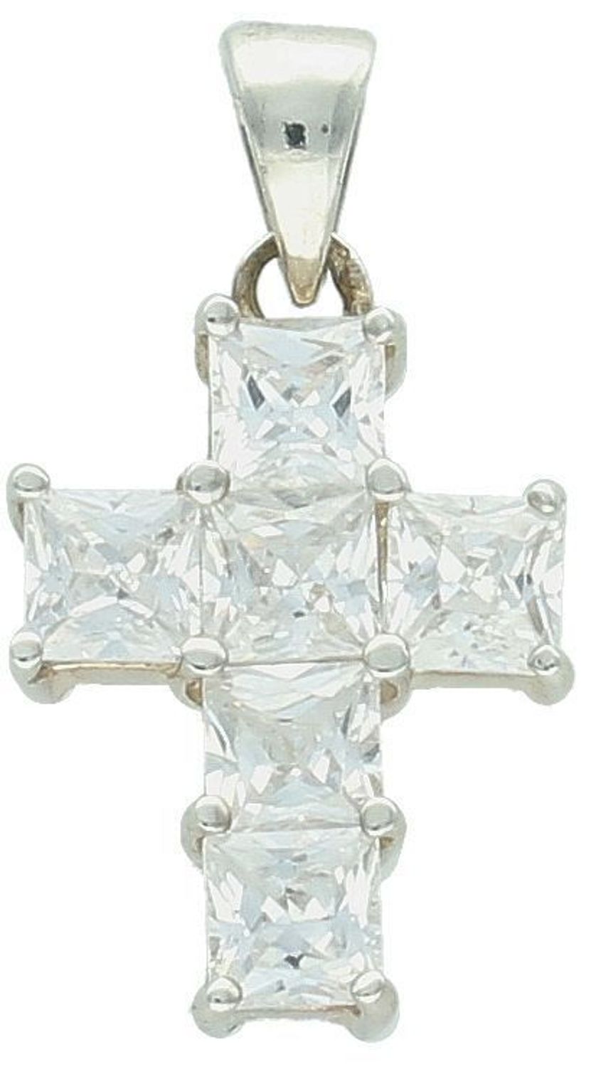 Elegancki krzyż srebrny damski, wykonany z wysokiej próby srebra 925, ozdobiony białymi cyrkoniami. Idealny wybór na prezent, o długości 2,5 cm i szerokości 1,3 cm, waga 3,02 g.1Wysoka jakość.jpg