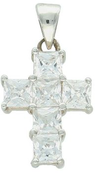 Elegancki krzyż srebrny damski, wykonany z wysokiej próby srebra 925, ozdobiony białymi cyrkoniami. Idealny wybór na prezent, o długości 2,5 cm i szerokości 1,3 cm, waga 3,02 g.1Wysoka jakość.jpg
