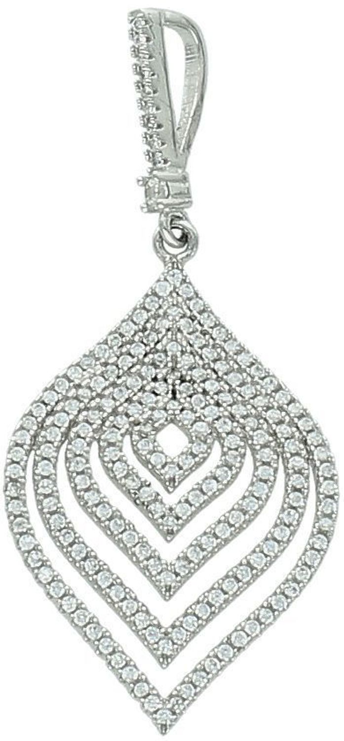 Zawieszka damska „Lśnienie” DIA-ZAW-8779-925 wykonana ze srebra próby 925, zdobiona białymi cyrkoniami. Długość 5,0 cm, szerokość 2,2 cm, waga 5,52 g – idealna biżuteria na wyjątkowe okazje.1.jpg