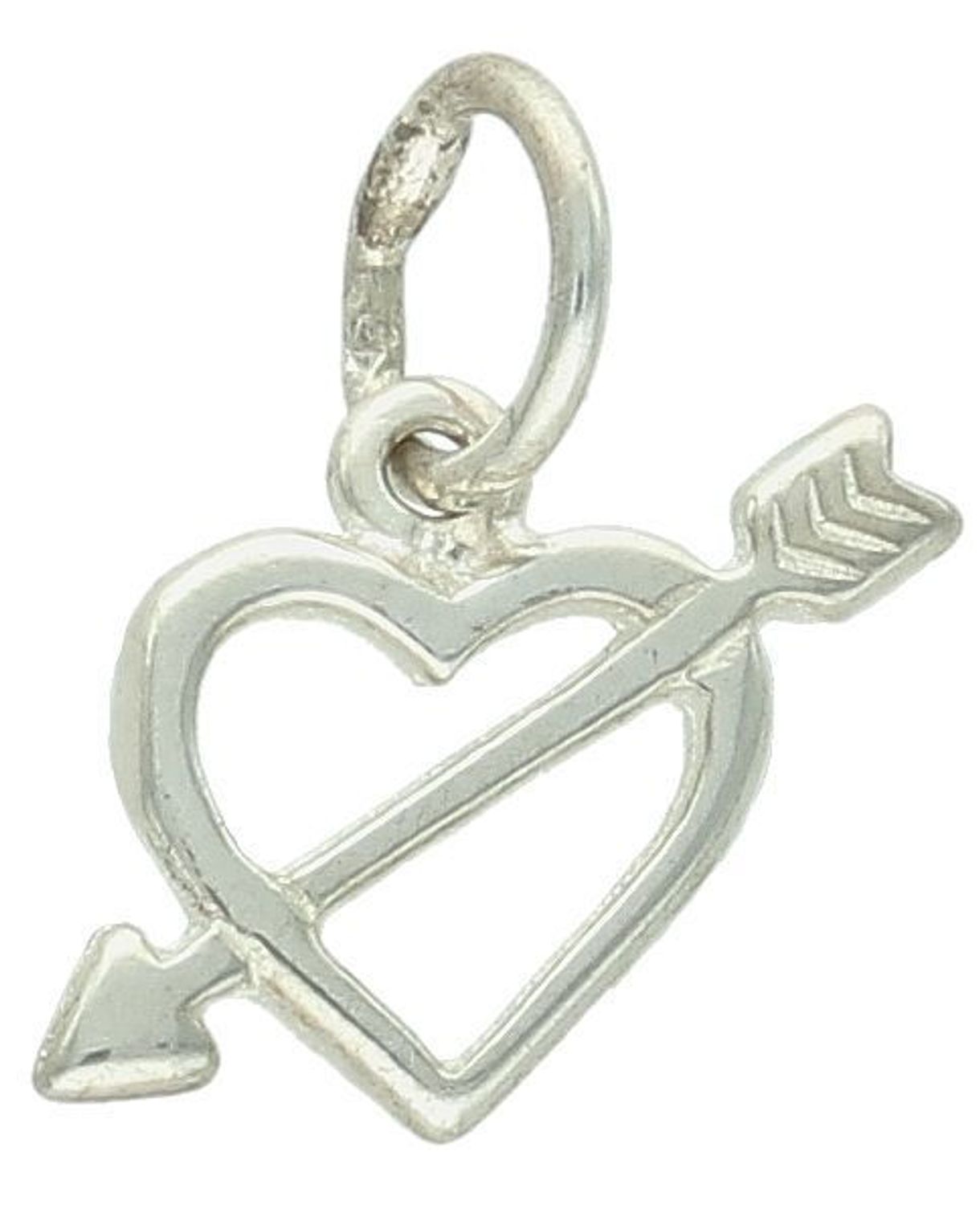 Srebrna zawieszka serce i strzała próba 925 DIA-ZAW-8785-925. Srebrna zawieszka została wykonana z najwyższej jakości srebra próby 925. Zawieszka w kształcie serca ze strzałą. 1.jpg