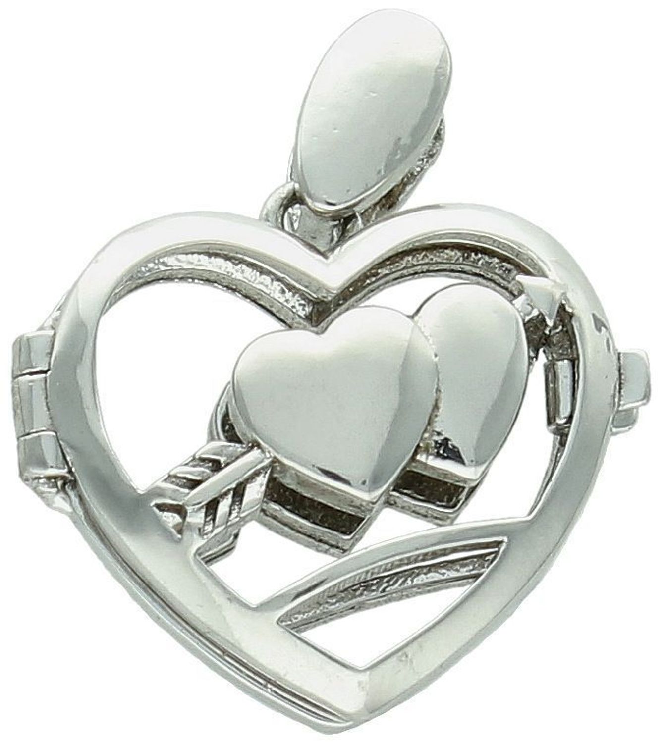 Zawieszka serce otwierane próba 925, DIA-ZAW-8793-925  Zawieszka serce otwierane ażurowe z wizerunkiem dwóch serc przebitymi strzałą  Próba 925 1.jpg