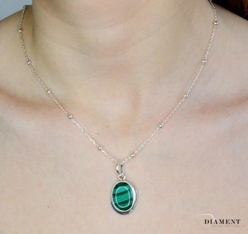 Zawieszka srebrna z naturalnym malachitem DIA-ZAW-8992-925. Srebrna zawieszka z malachitem wykonana z najwyższej jakości kruszcu próby 925 (3).JPG
