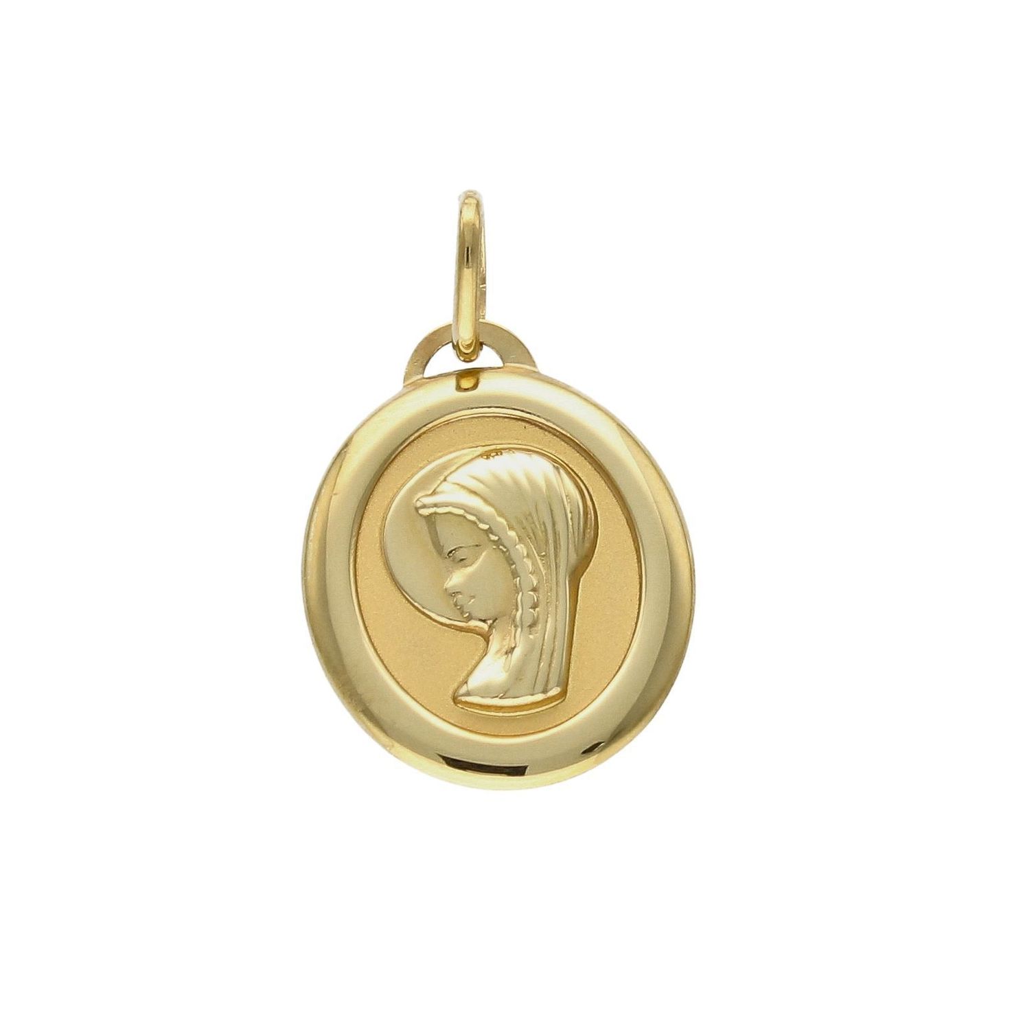 Złota zawieszka 585 medalik z Matką Boską DIA-ZAW-9011-585. Medalik będący wspaniałą pamiątką i prezentem z okazji chrztu, komunii czy bierzmowania. Zawieszka wykonana ze złota próby 585..jpg