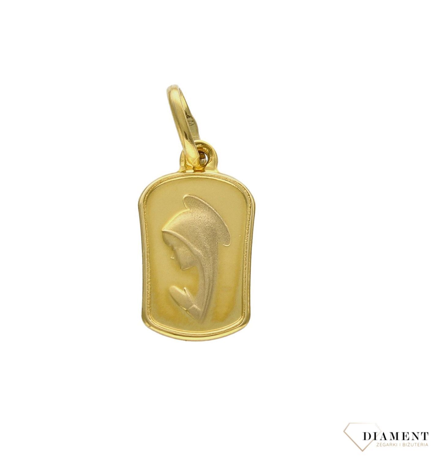 Złota zawieszka 585 medalik z wizerunkiem Matki Boskiej DIA-ZAW-9017-585. Medalik będący wspaniałą pamiątką i prezentem z okazji chrztu, komunii czy bierzmowania. Medalik z Maryją. Biżuteria sakralna..jpg