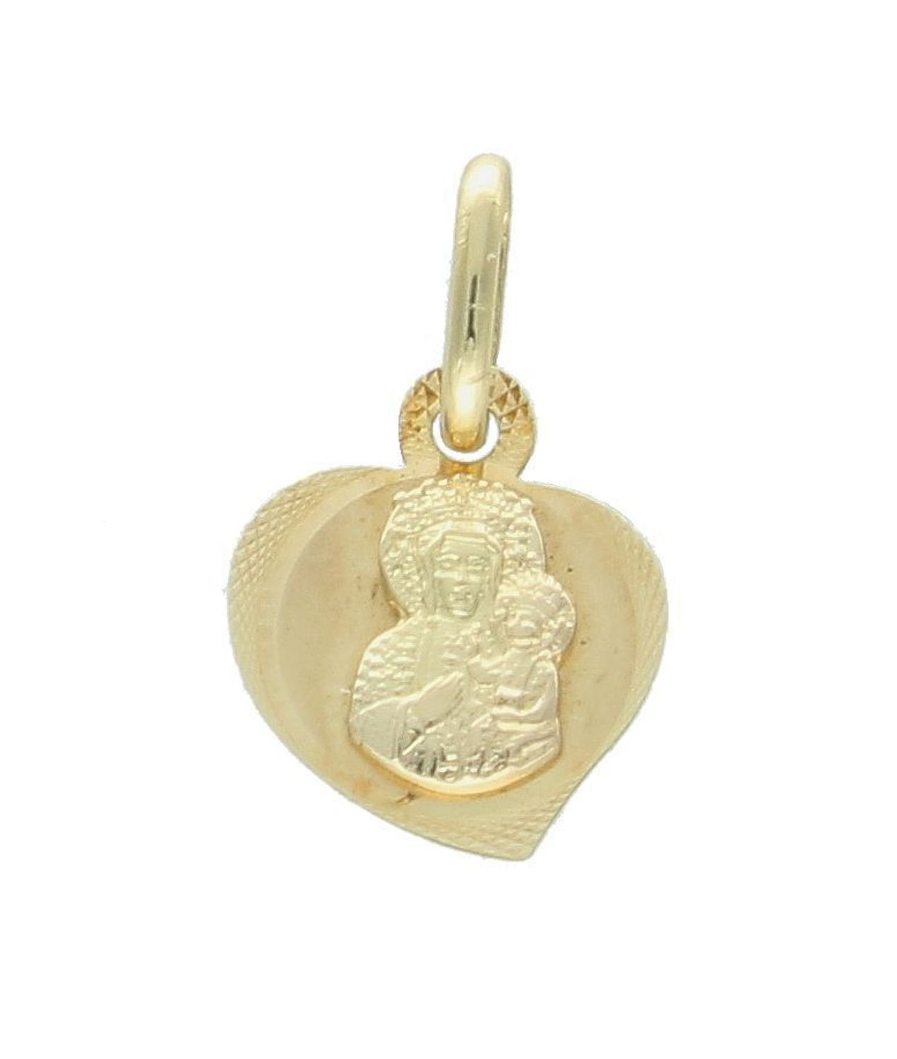 Złota zawieszka 585 medalik Matka Boska Częstochowska DIA-ZAW-9034-585 Piękny medalik o bogatej symbolice religijnej. Religijną biżuterię wykonano z  żółtego złota próby 585, kruszcu od wielu setek lat symbolizującego doskonałość i pon.jpg