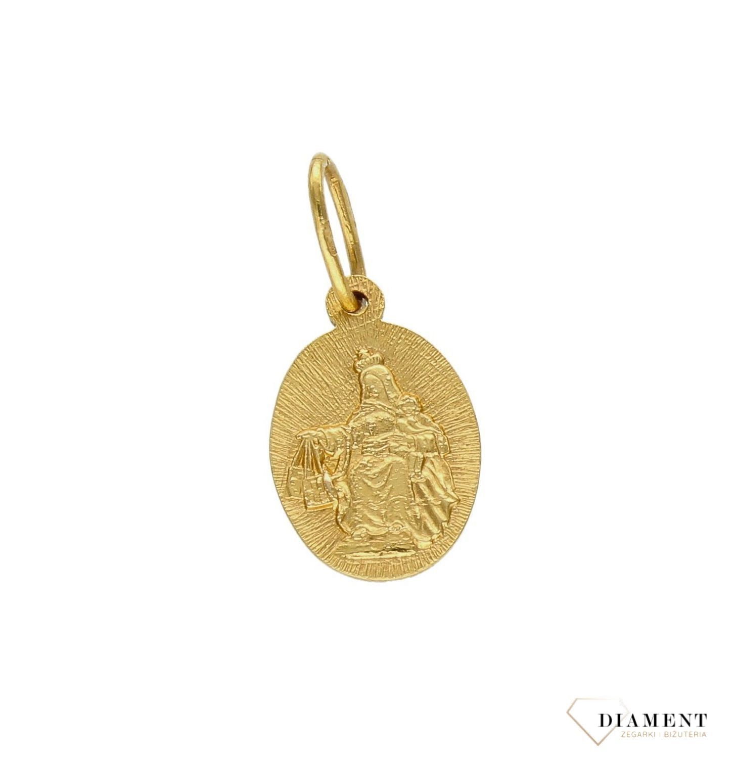 Złota zawieszka 585 medalik dwustronny Szkaplerz DIA-ZAW-9035-585. Medalik będący wspaniałą pamiątką i prezentem z okazji chrztu.jpg