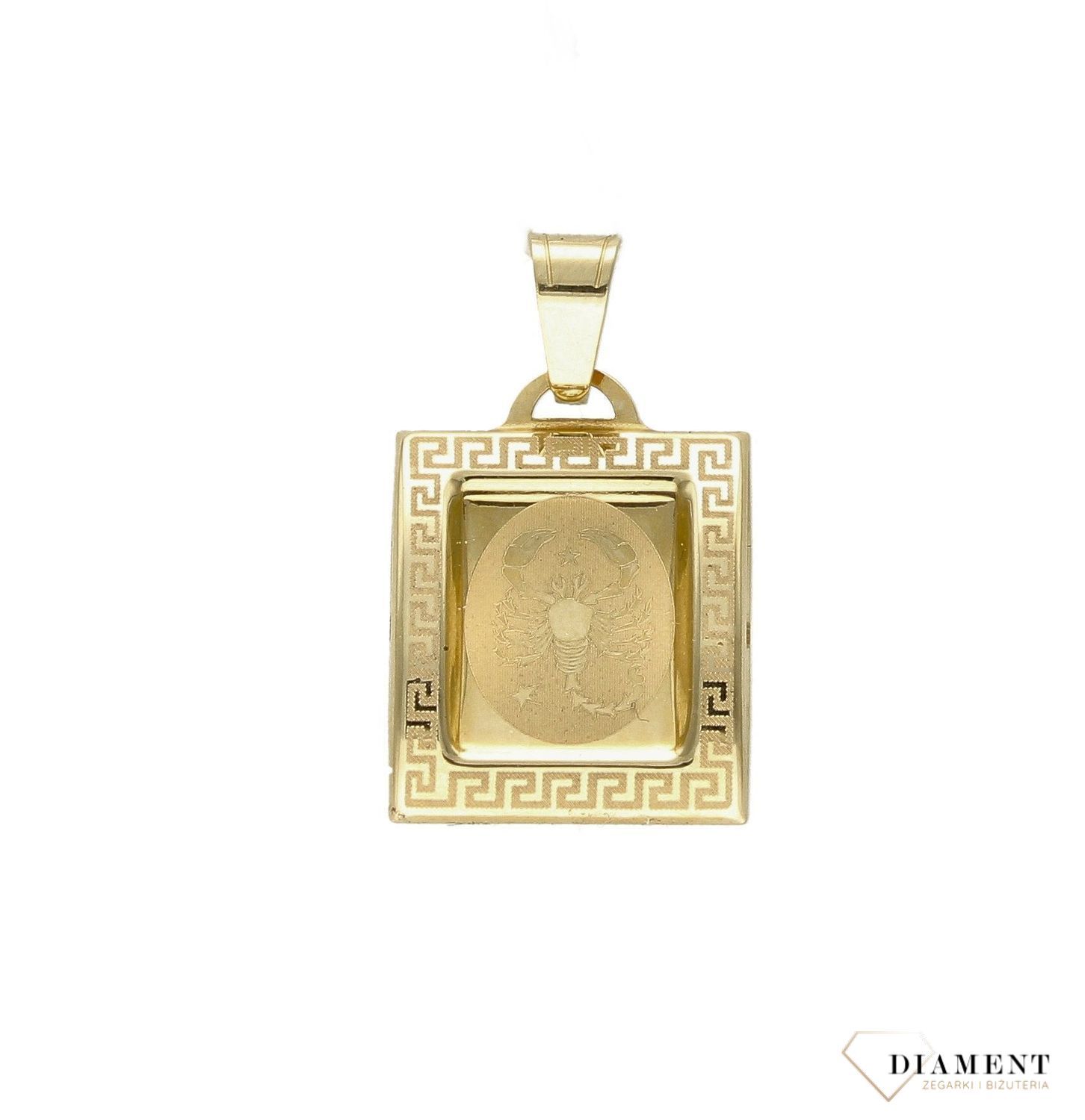 Złota zawieszka 585 znak zodiaku Skorpion DIA-ZAW-9064-585. Zawieszka została wykonana ze złota próby 585.Zawieszka będzie pięknym prezentem dla bliskiej osoby spod znaku skorpion. W naszej ofercie dostępne są także naszyjniki.jpg