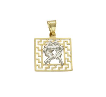 Złota zawieszka 585 znak zodiaku bliźnięta z dodatkiem białego złota DIA-ZAW-9075-585.  Złota zawieszka z symbolem znaku zodiaku - BLIŹNIĘTA. Zodiakalne BLIŹNIETA to osoby urodzone w dniach 21 maja - 20 czerwca. Złota zawieszk.jpg