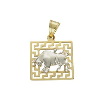 Złota zawieszka 585 znak zodiaku Byk z dodatkiem białego złota DIA-ZAW-9076-585.  Złota zawieszka z symbolem znaku zodiaku - BYK. Zodiakalne byki to osoby urodzone w dniach 20 kwietnia - 20 maja. Złota zawieszka ze znakiem zod.jpg