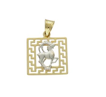 Złota zawieszka 585 znak zodiaku Koziorożec z dodatkiem białego złota DIA-ZAW-9077-585. Złota zawieszka z symbolem znaku zodiaku - KOZIOROŻEC. Zodiakalne koziorożce to osoby urodzone w dniach 22 grudnia -19 stycznia. Na prezen.jpg