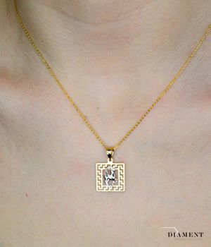 Złota zawieszka kwadratowa 585 znak zodiaku Koziorożec Droga Grecka DIA-ZAW-9077-585. Złota zawieszka z symbolem znaku zodiaku - KOZIOROŻEC (2).JPG