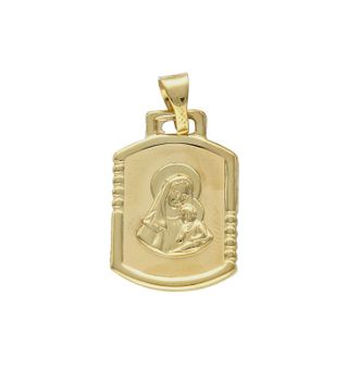 Złota zawieszka 333 medalik Matka Boska z dzieciątkiem DIA-ZAW-9137-333. Medalik będący wspaniałą pamiątką i prezentem z okazji chrztu, komunii czy bierzmowania. Zawieszka wykonana ze złota próby 333..jpg