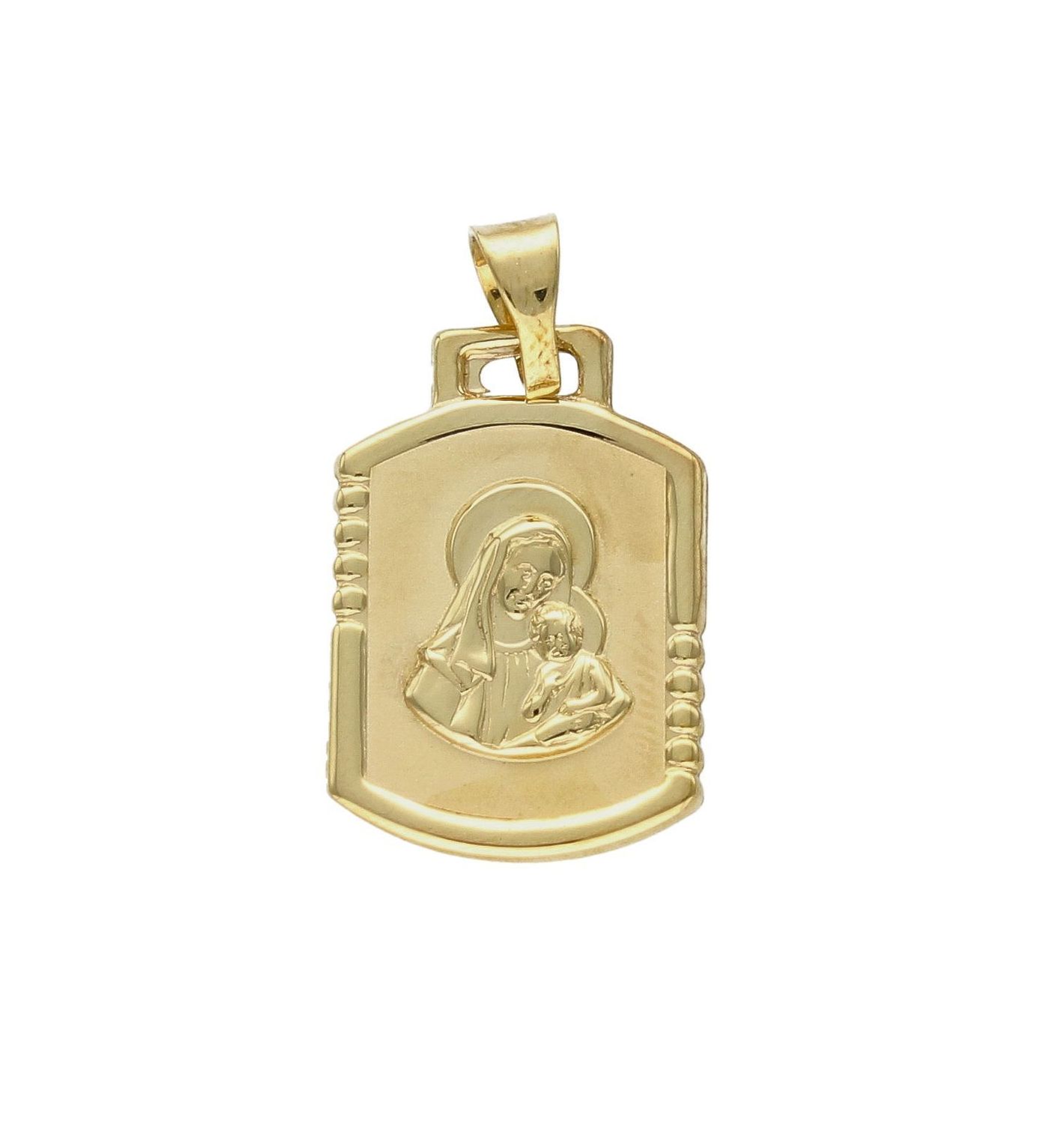 Złota zawieszka 333 medalik Matka Boska z dzieciątkiem DIA-ZAW-9137-333. Medalik będący wspaniałą pamiątką i prezentem z okazji chrztu, komunii czy bierzmowania. Zawieszka wykonana ze złota próby 333..jpg