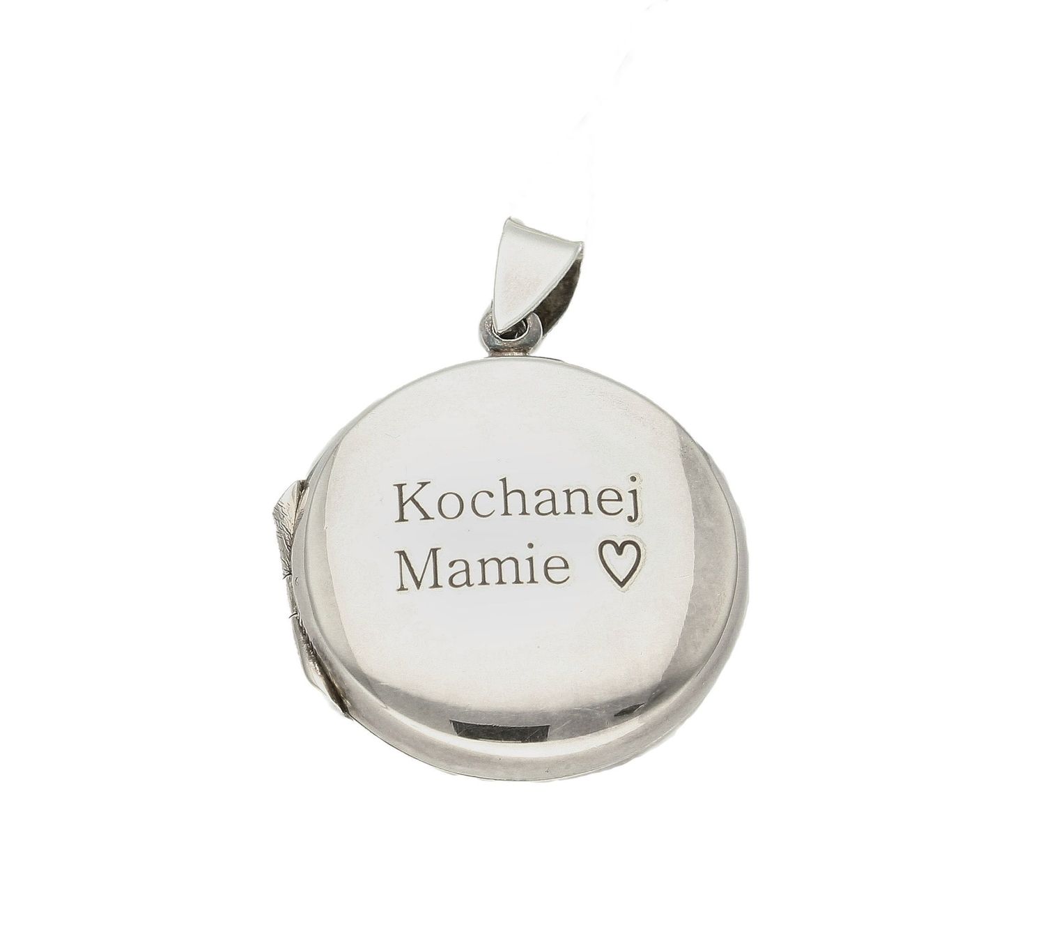 Zawieszka srebrna okrągłe Puzderko ''Kochanej mamie'' Prezent dla Dzień Mamy DIA-ZAW-9362-MAMA-925.jpg