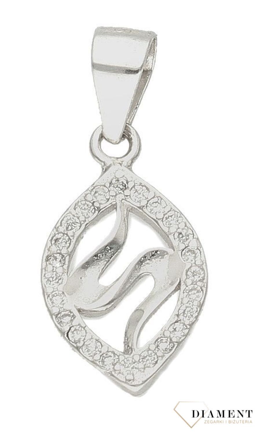 Srebrna zawieszka damska łezka z cyrkoniami DIA-ZAW-9412-925sd.jpg