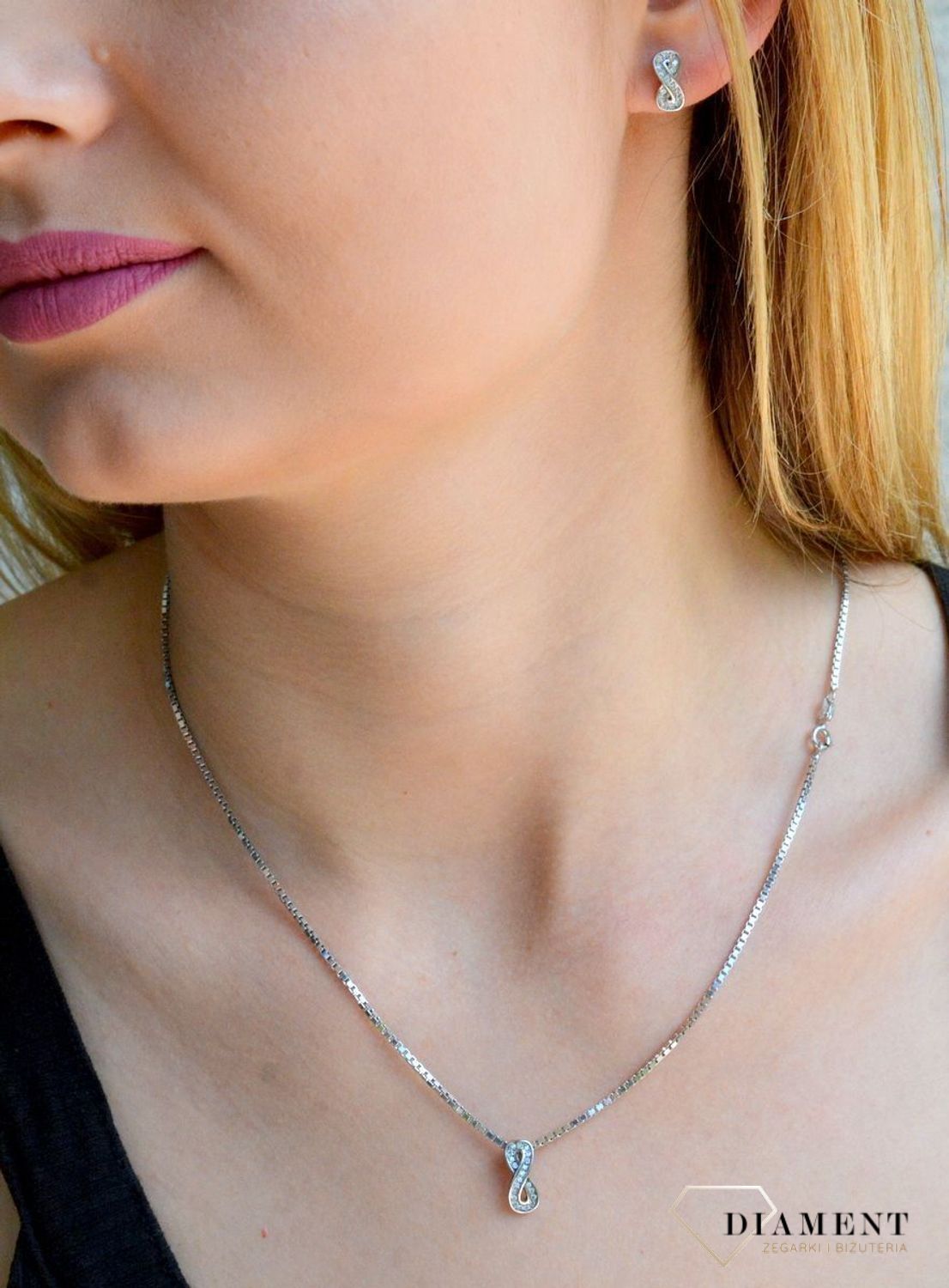 Srebrna zawieszka damska znak nieskończoności DIA-ZAW-9414-925d.jpg