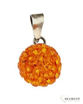 Srebrna zawieszka pomarańczowa kulka z kryształkami Swarovskiego DIA-ZAW-9433-925d.jpg
