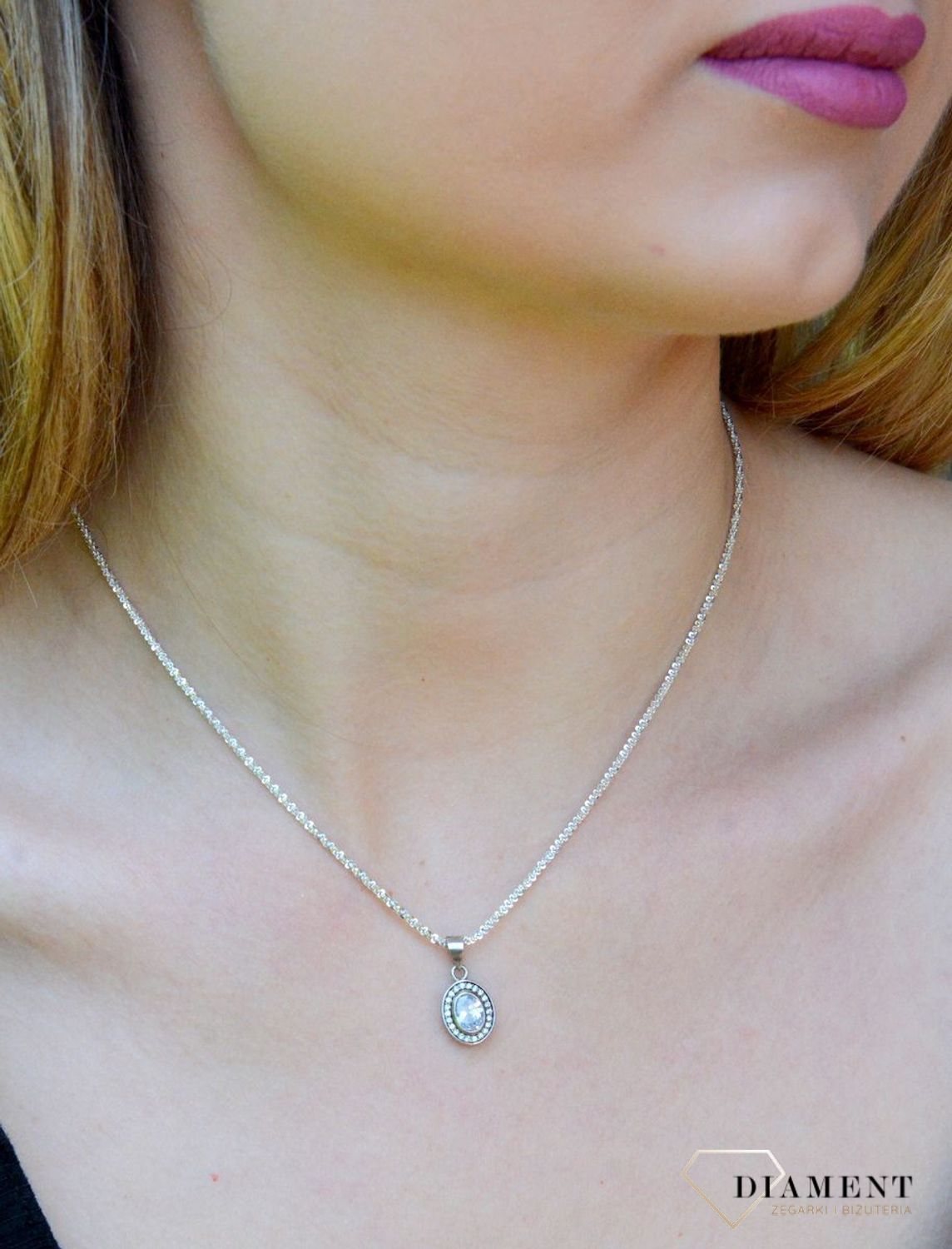 Srebrna zawieszka owalna damska cyrkonie DIA-ZAW-9436-925d.jpg