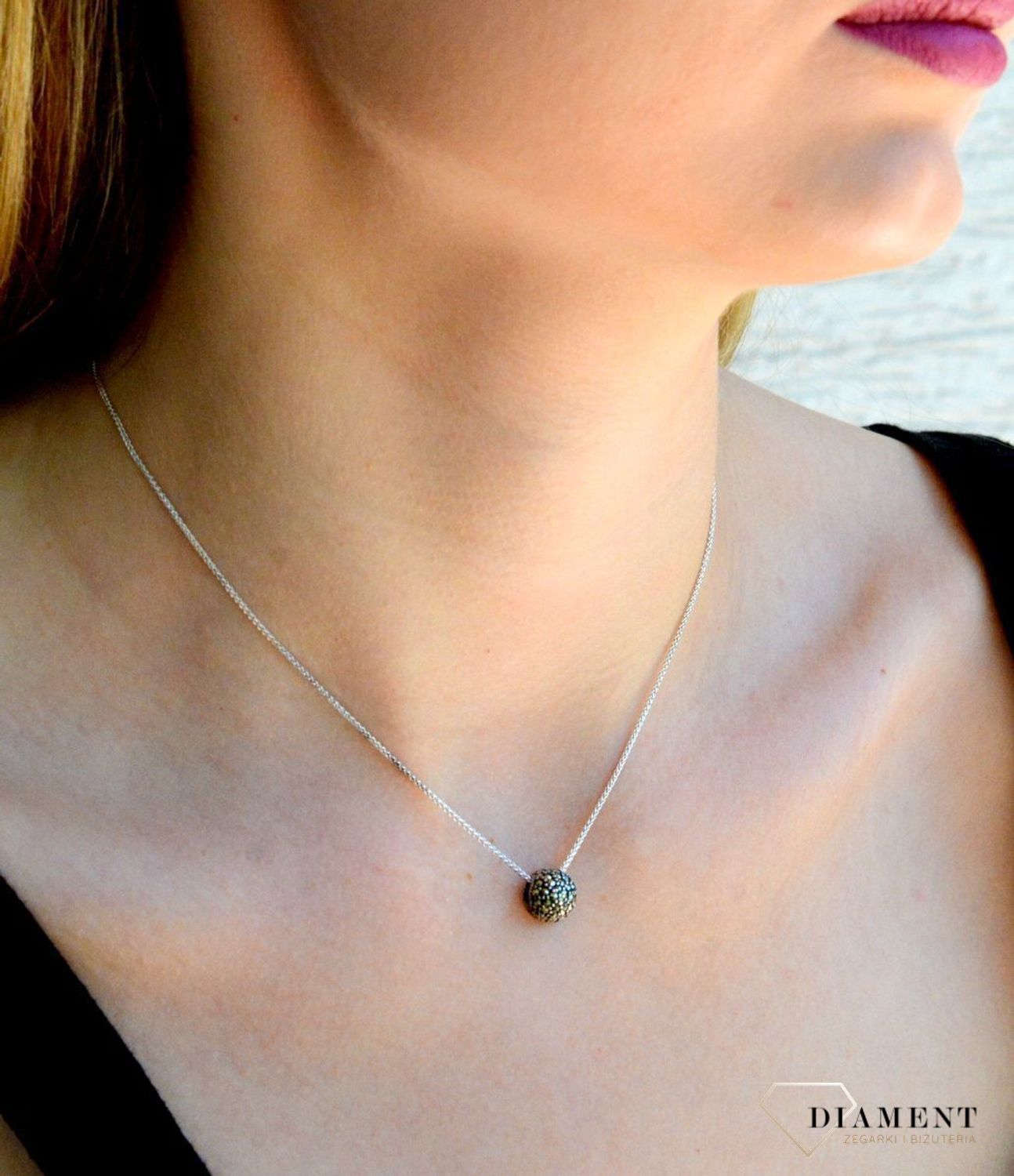 Srebrna zawieszka kulka z markazytami DIA-ZAW-9451-925c.jpg