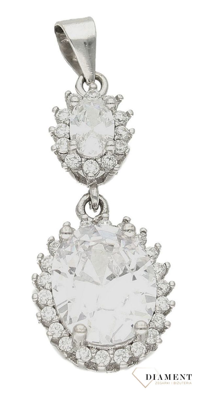 Srebrna zawieszka owalna z dużą cyrkonią DIA-ZAW-9463-925vc.jpg