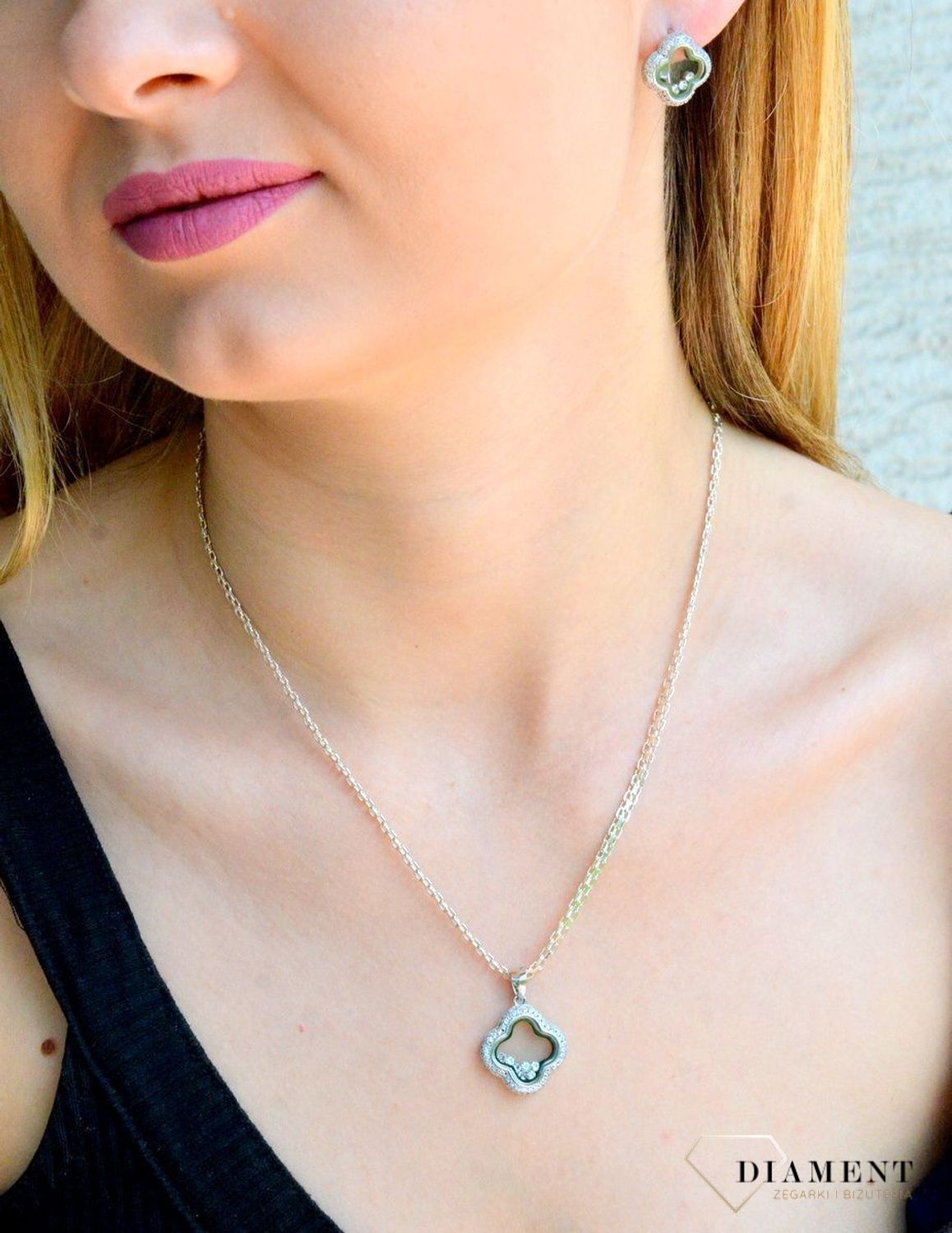 Srebrna zawieszka koniczynka z cyrkoniami zamkniętymi w środku DIA-ZAW-9475-925dd.jpg