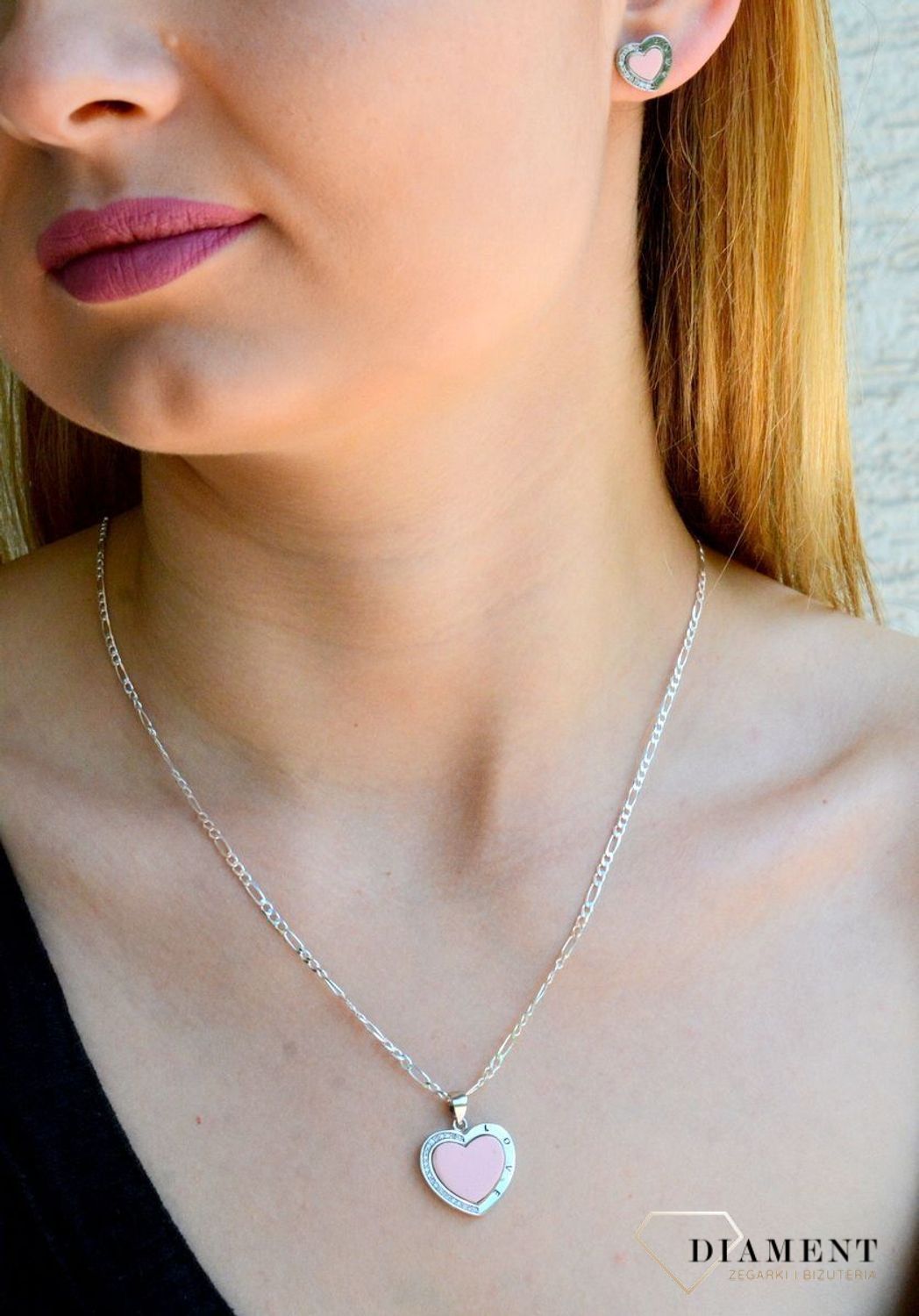 Srebrna zawieszka różowe serce z emalią DIA-ZAW-9562-925d.jpg