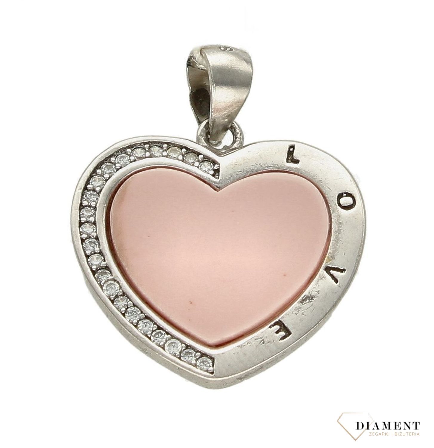 Srebrna zawieszka różowe serce z emalią DIA-ZAW-9562-925d.jpg