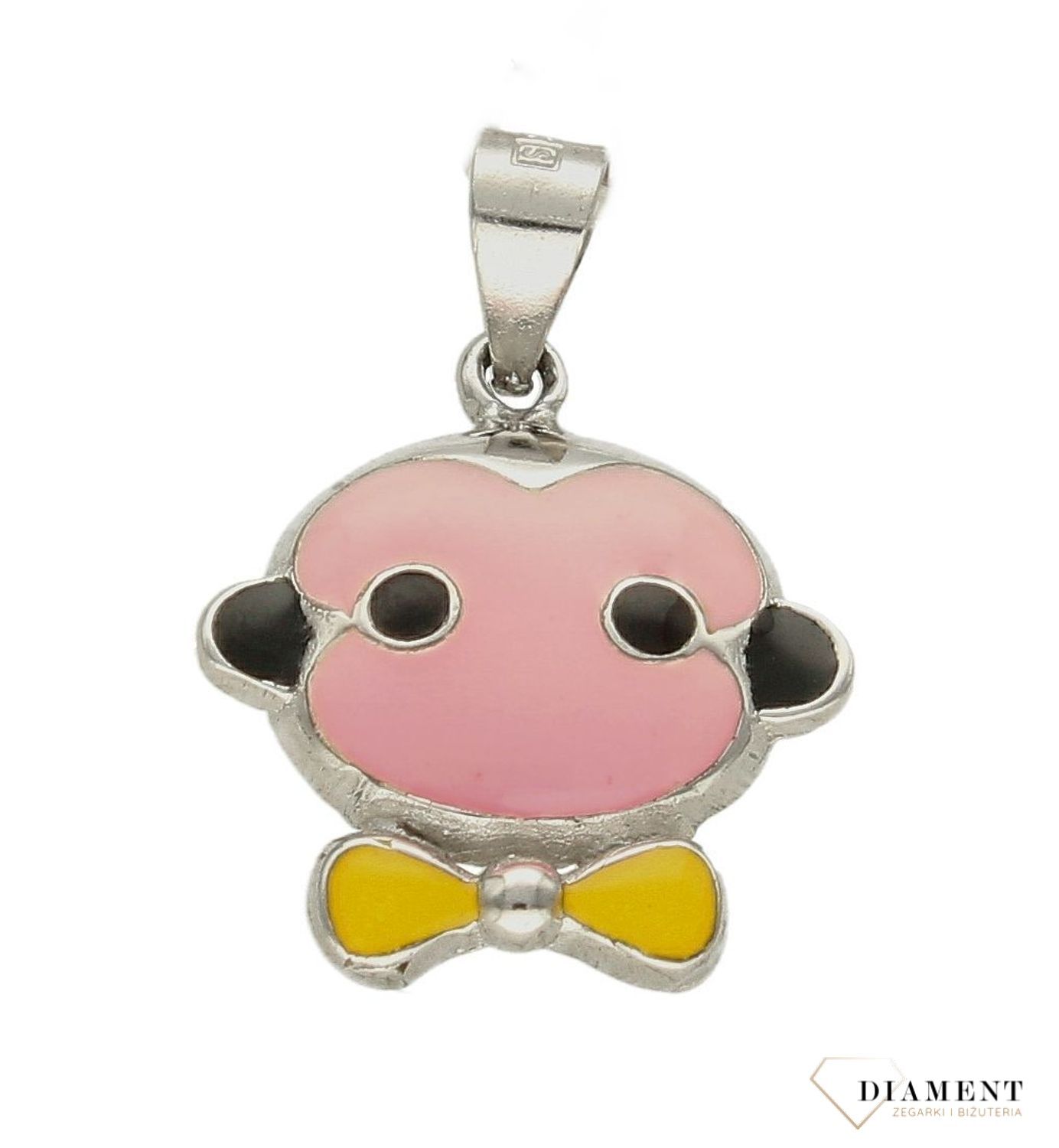 Srebrna zawieszka dziecięca ludzik z różową emalią DIA-ZAW-9563-925d.jpg