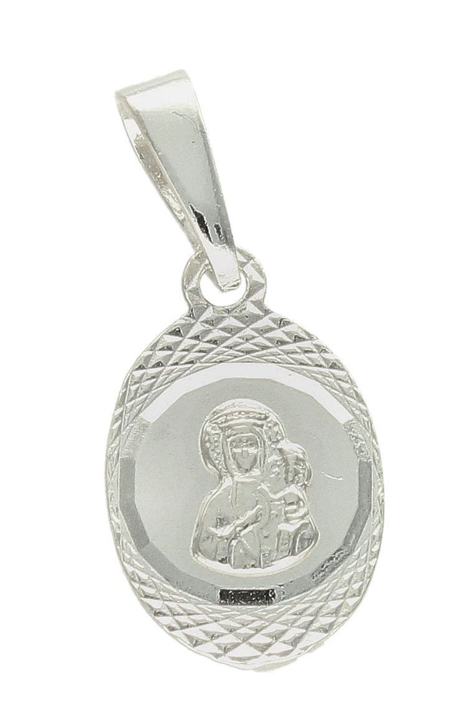 Srebrna zawieszka owalny medalik Matka Boska z dzieciątkiem DIA-ZAW-9638-925. Srebrny medalik. Medalik owalny z Matką Boską. Srebrny medalik damski, męski. Medalik idealny pomysł na prezent..jpg
