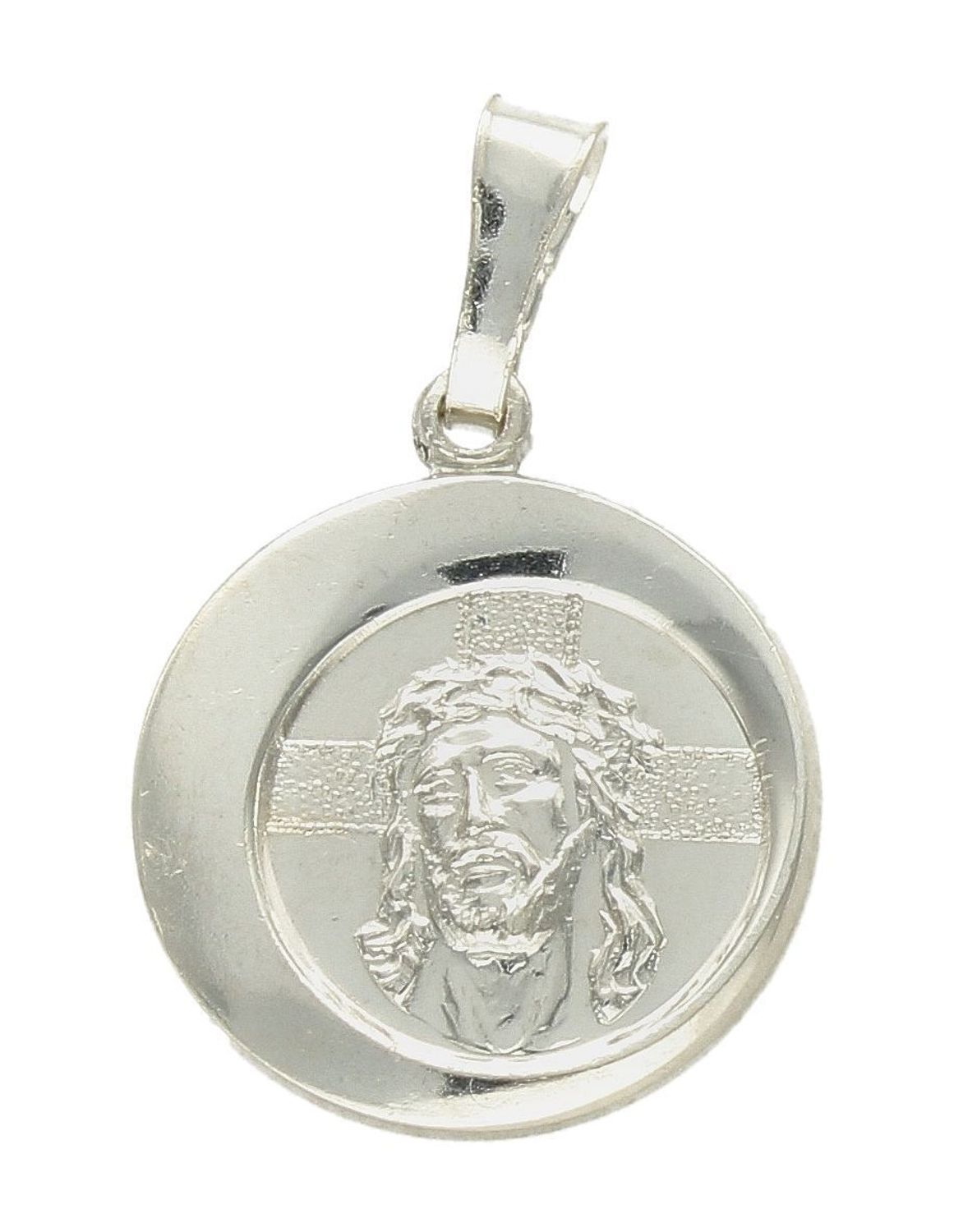 Srebrna zawieszka okrągły medalik Jezus Chrystus DIA-ZAW-9640-925. Srebrny medalik. Srebrna zawieszka dwustronna. Medalik święty szkaplerz. Srebrny medalik z Jezusem. Medalik idealny pomysł na prezent..jpg