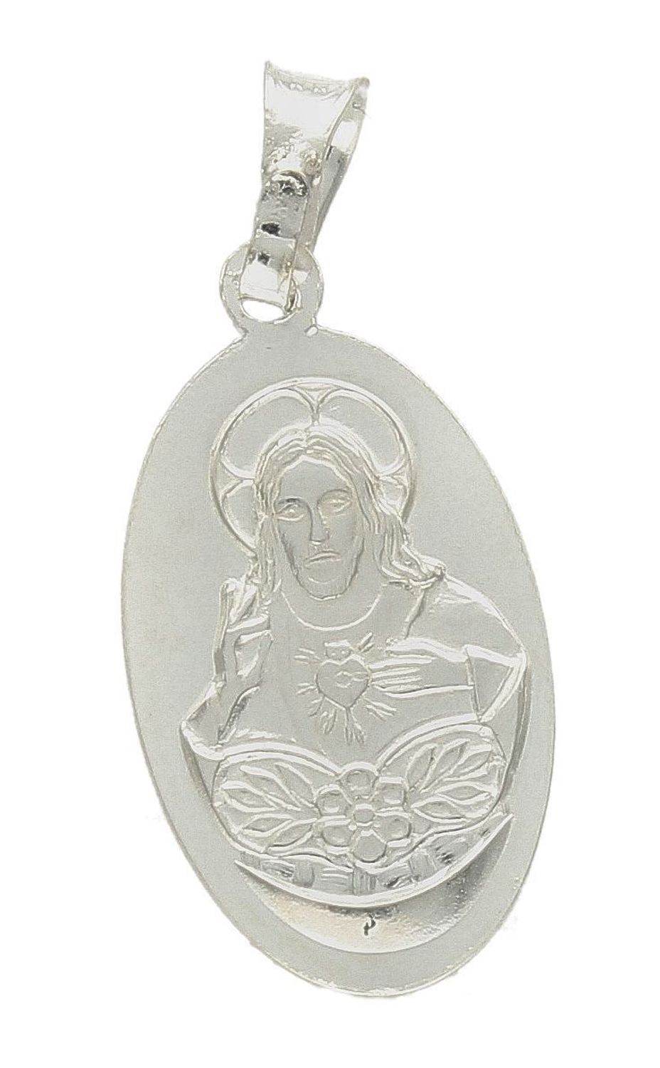 Srebrna zawieszka owalny medalik dwustronny Szkaplerz DIA-ZAW-9643-925. Srebrny medalik. Srebrna zawieszka dwustronna. Medalik święty szkaplerz. Srebrny medalik z Jezusem i Matką Boską. Medalik idealny pomysł na prezent (2).jpg