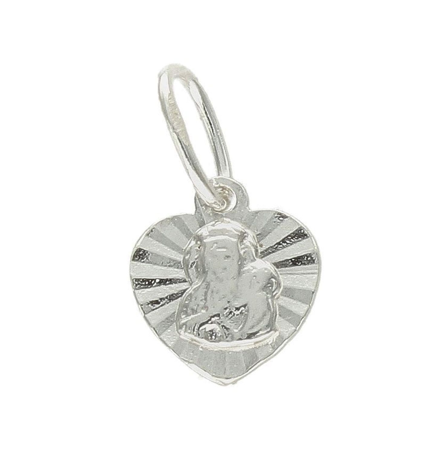 Srebrna zawieszka medalik Matka Boska z dzieciątkiem w serduszku DIA-ZAW-9649-925. Srebrny medalik. Medalik z Matką Boską. Srebrny medalik damski, męski. Medalik idealny pomysł na prezent. Medalik srebrny w kształcie serduszka.jpg