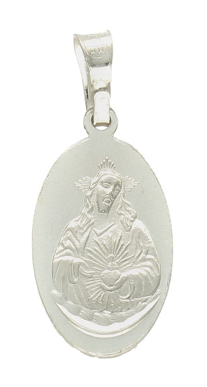 Srebrna zawieszka owalny medalik dwustronny Szkaplerz DIA-ZAW-9651-925. Srebrny medalik. Srebrna zawieszka dwustronna. Medalik święty szkaplerz. Srebrny medalik z Jezusem i Matką Boską. Medalik idealny pomysł na prezent (1).jpg