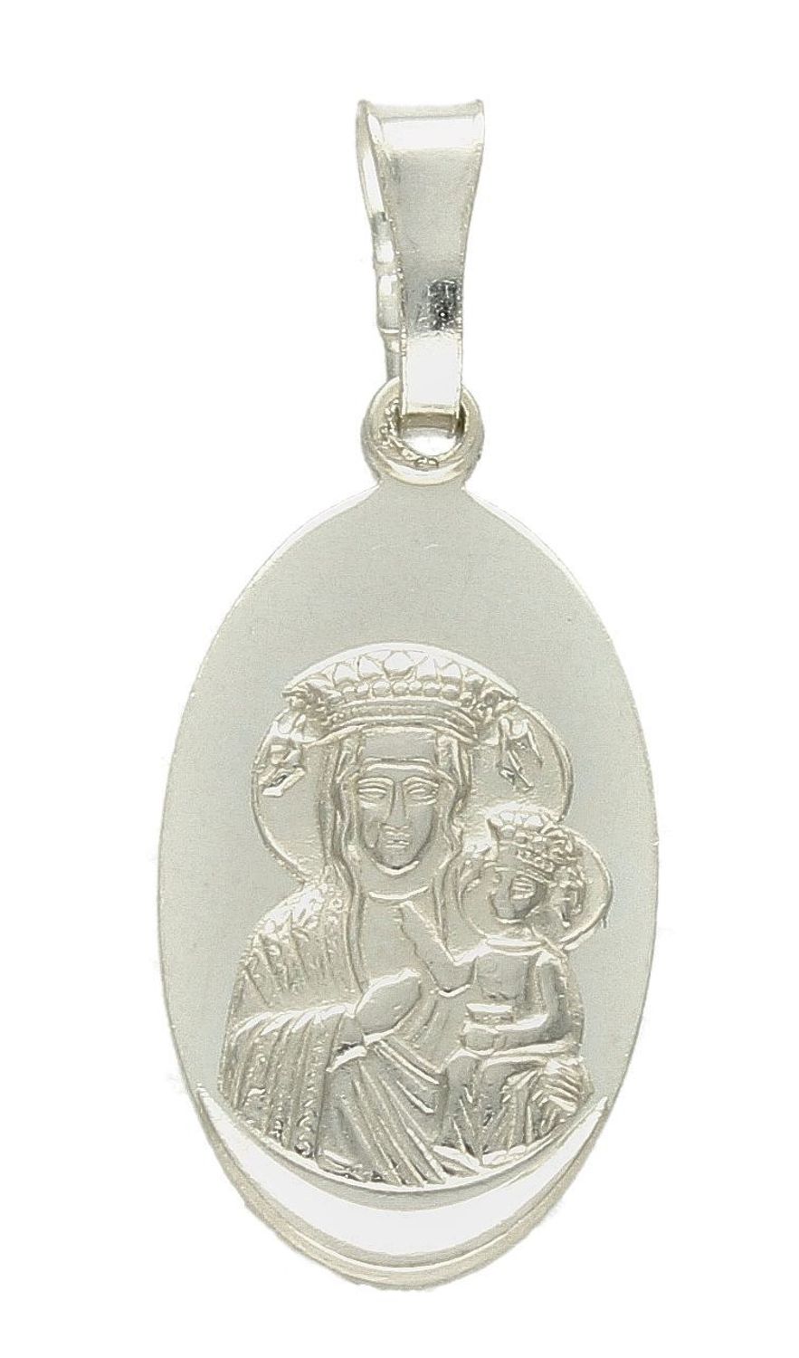Srebrna zawieszka owalny medalik dwustronny Szkaplerz DIA-ZAW-9651-925. Srebrny medalik. Srebrna zawieszka dwustronna. Medalik święty szkaplerz. Srebrny medalik z Jezusem i Matką Boską. Medalik idealny pomysł na prezent (1).jpg