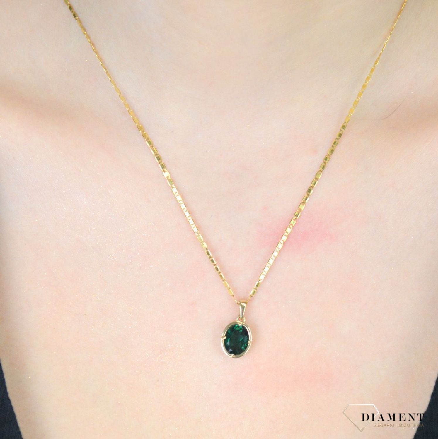 Złota zawieszka 585  z zieloną cyrkonią DIA-ZAW-9763-585b.jpg