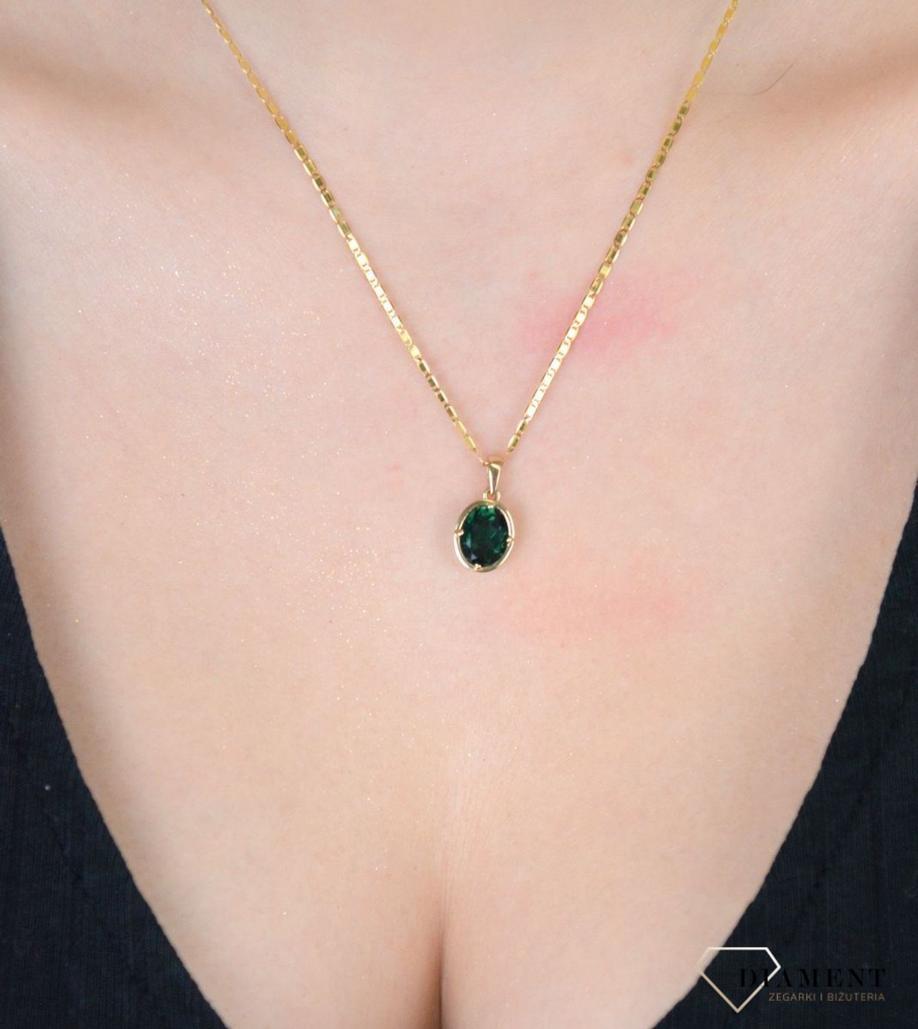 Złota zawieszka 585  z zieloną cyrkonią DIA-ZAW-9763-585b.jpg