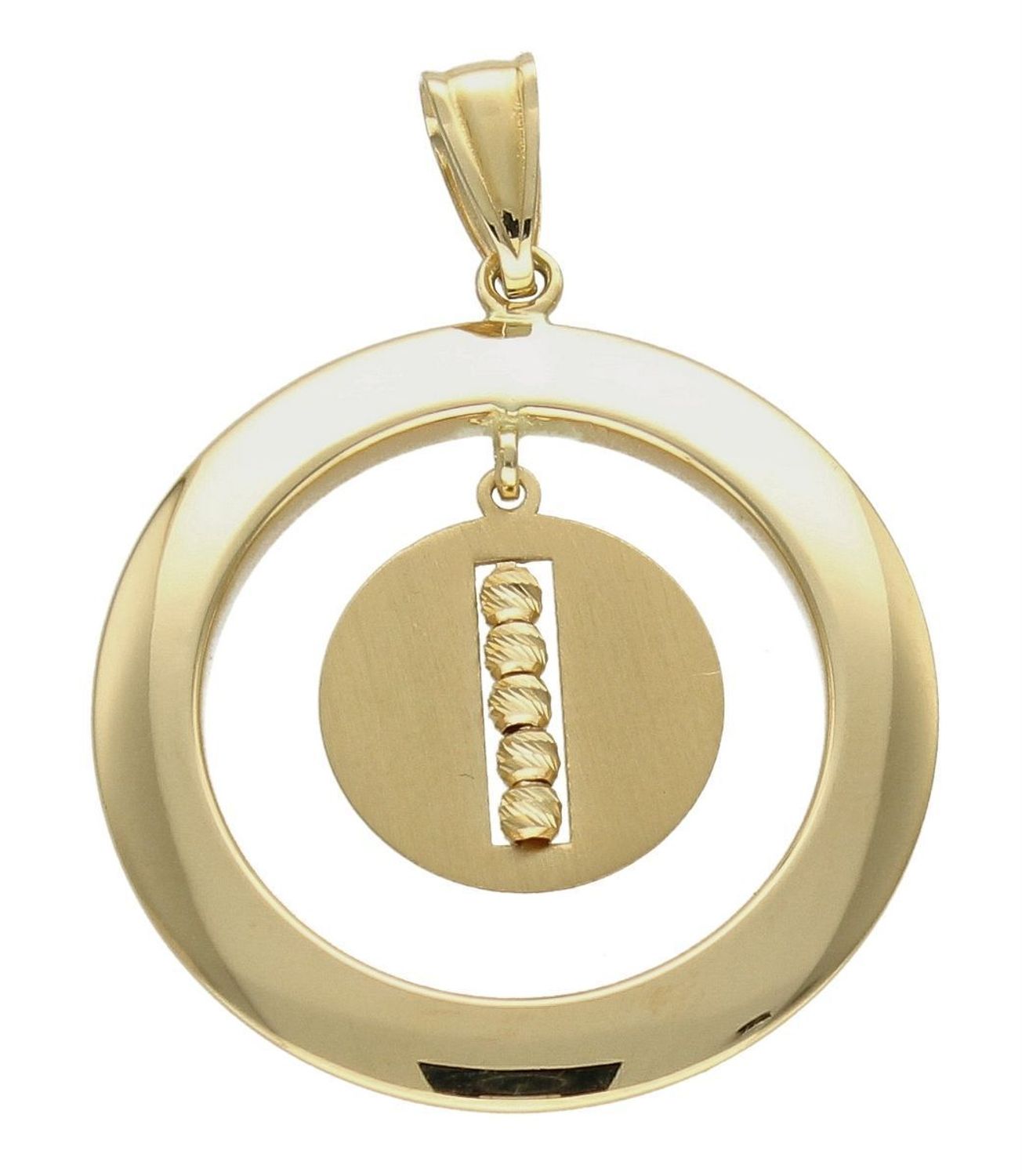 Zawieszka złota okrągła 585 z grawerowanymi kuleczkami w okrągłej blaszce DIA-ZAW-9770-585d.jpg