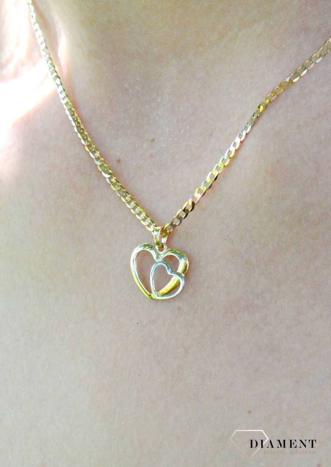 Zawieszka złota 585 delikatne dwa serca DIA-ZAW-9777-585df.jpg