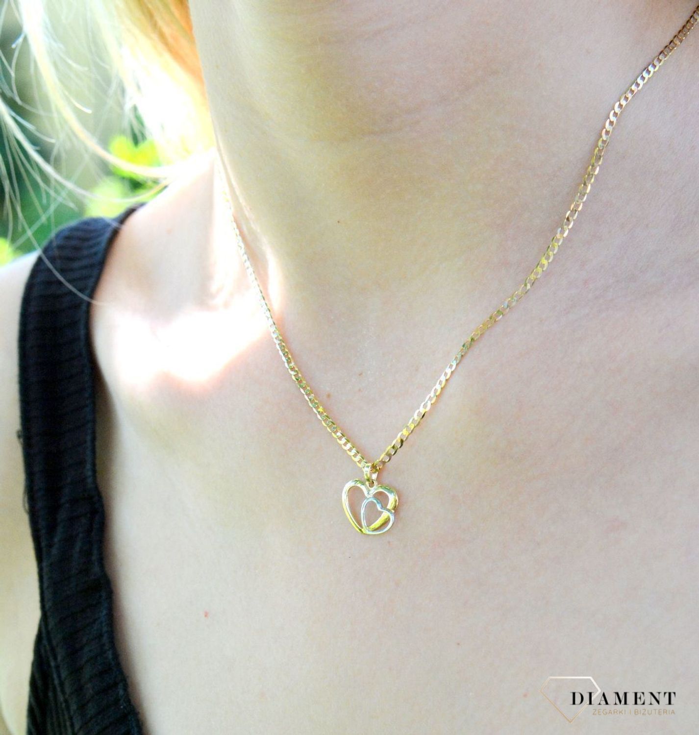 Zawieszka złota 585 delikatne dwa serca DIA-ZAW-9777-585df.jpg