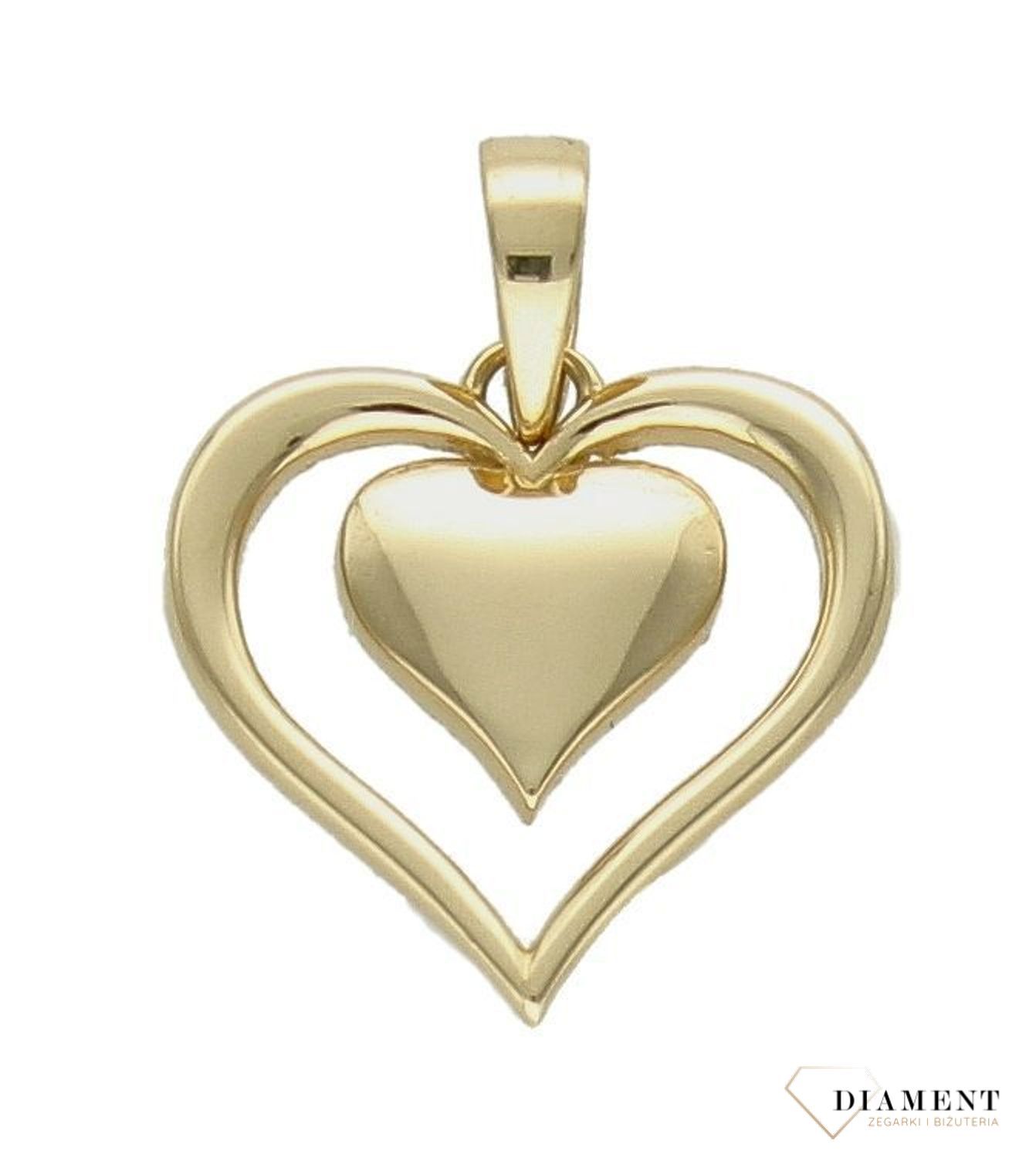 Złota zawieszka 585 podwójne serce DIA-ZAW-9779-585df.jpg