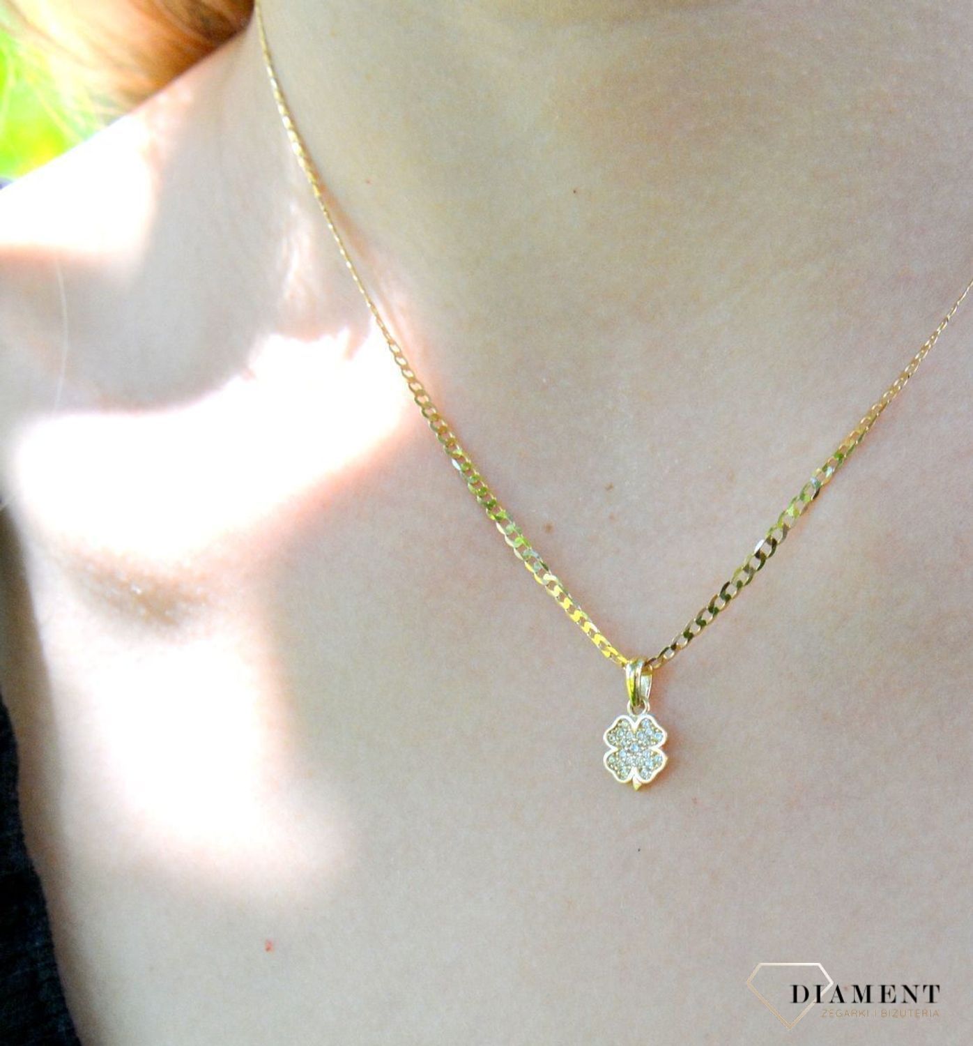 Zawieszka złota 585 koniczynka z cyrkoniami DIA-ZAW-9781-585df.jpg