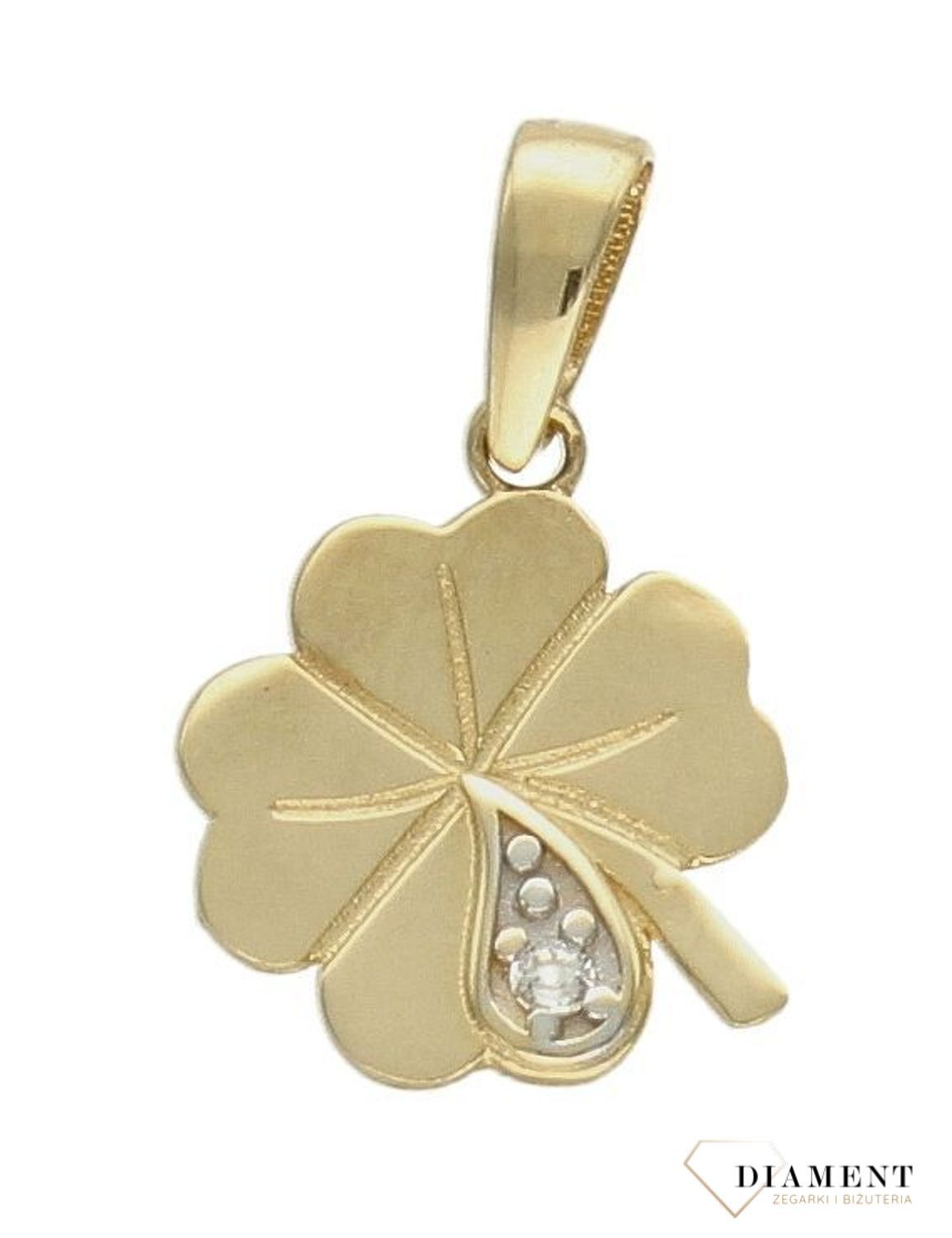 Zawieszka złota 585 koniczynka z cyrkoniami DIA-ZAW-9782-585hj.jpg