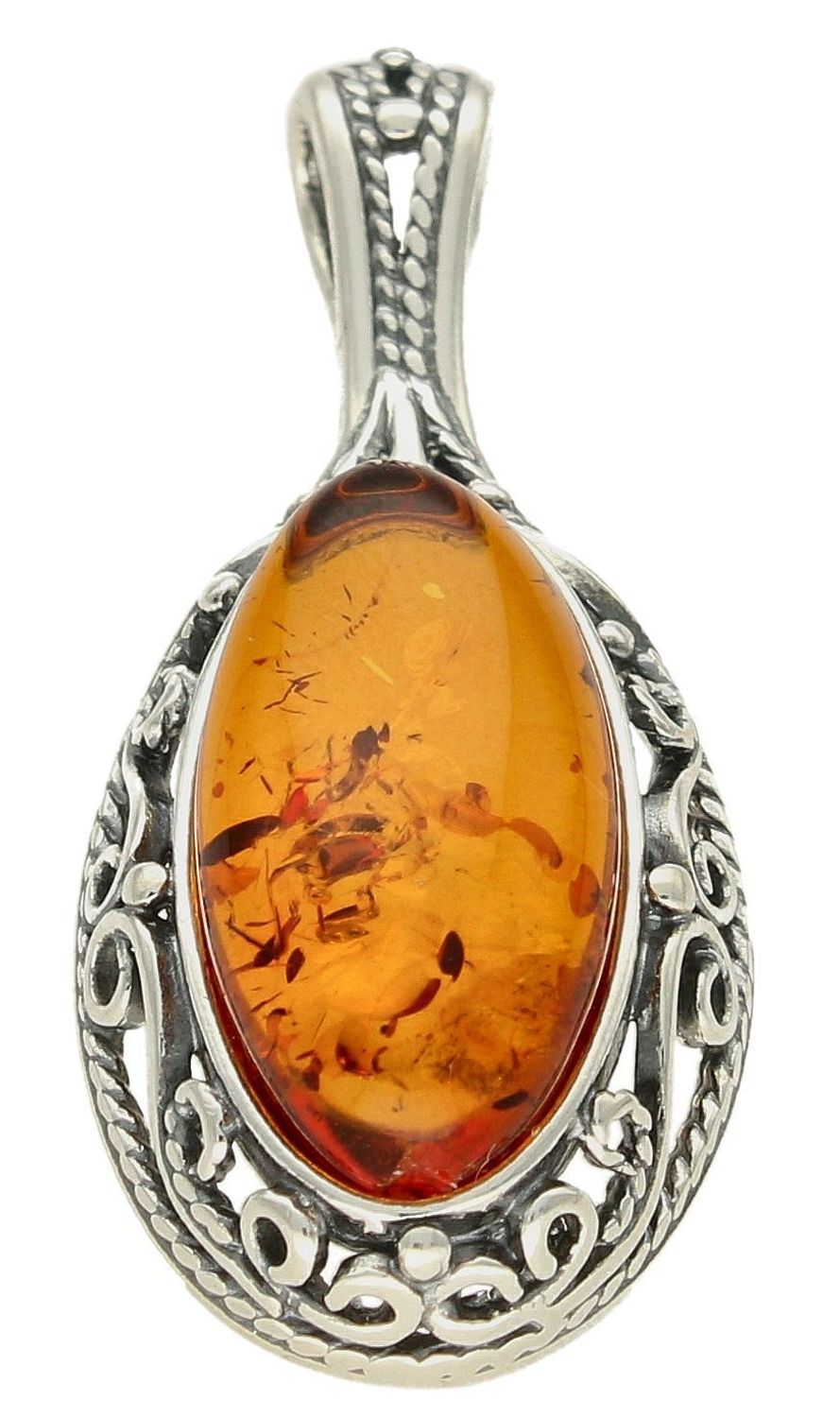 Srebrna zawieszka damska 925 z koniakowym bursztynem DIA-ZAW-9885-925. Srebrna zawieszka z bursztynem na prezent. Srebrna zawieszka damska. Srebrna zawieszka z kamieniem..jpg