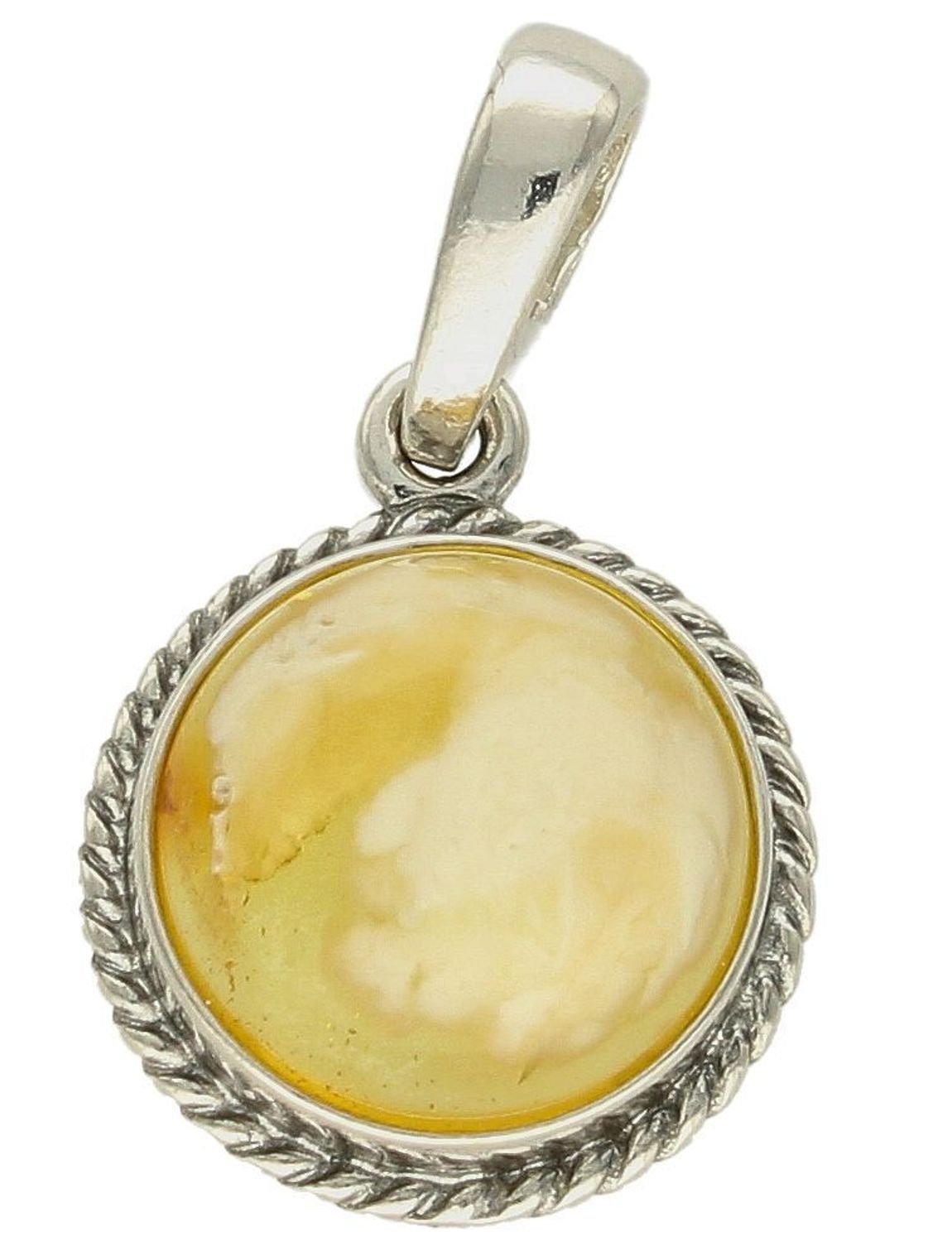 Srebrna zawieszka damska z mleczno-miodowym bursztynem o okrągłym kształcie DIA-ZAW-9913-925. Srebrna zawieszka damska. Srebrna zawieszka idealna na prezent. Zawieszka damska z kamieniem. Zawieszka srebrna damska z bursztynem.jpg