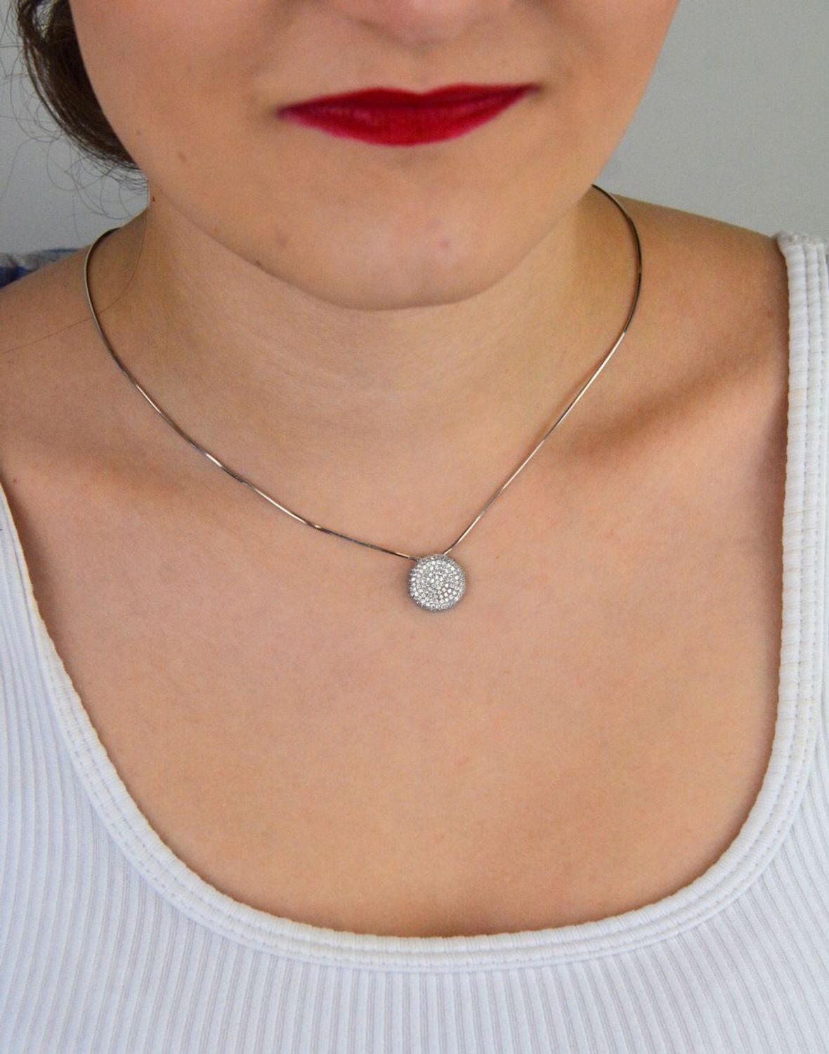 Srebrna Zawieszka 925 Okrągła z Białymi Cyrkoniami – 1,4 cm, 1,45g.jpg