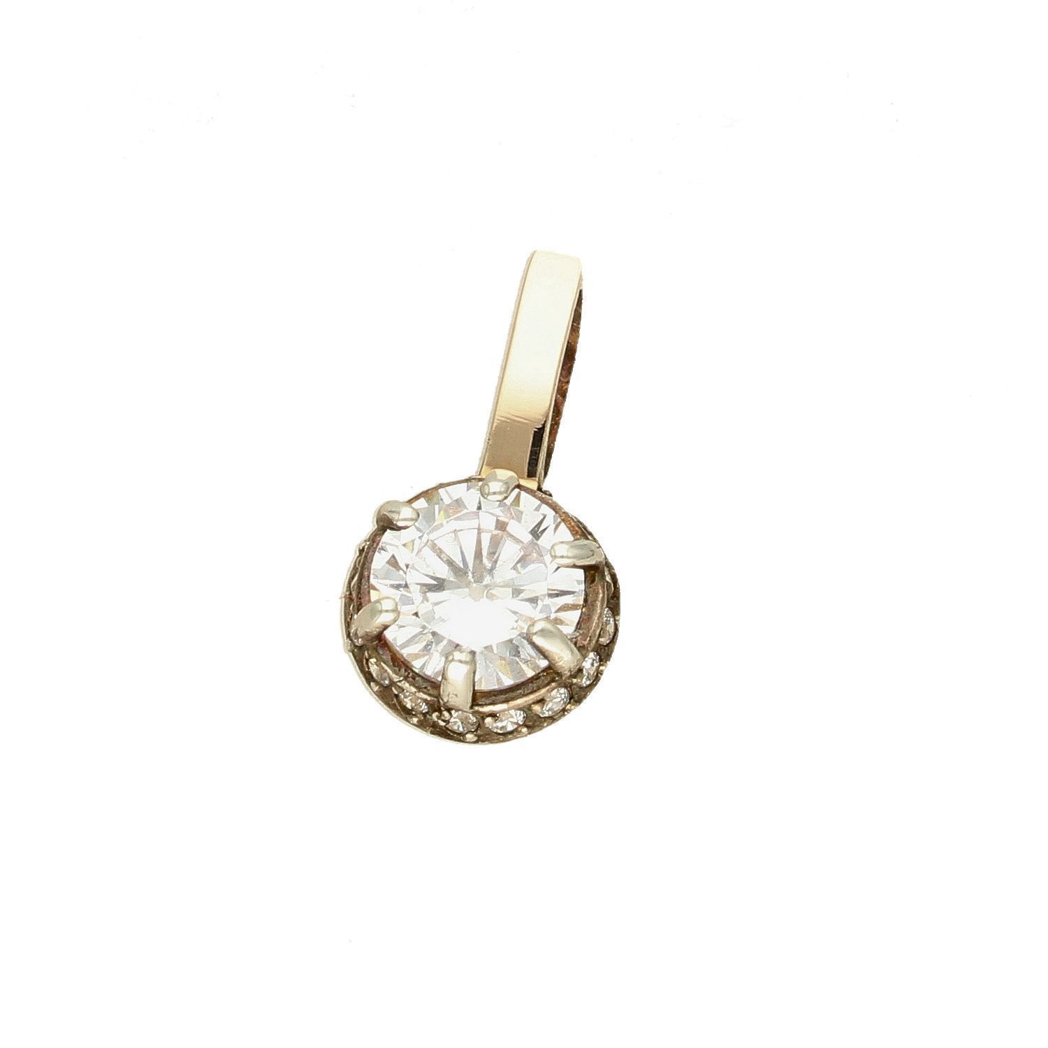 Zawieszka złota z cyrkonią DIA-ZAW-CYRONIA585.  Duża cyrkonia będzie pięknie błyszczała się na szyi. Na prezent. Naszyjnik złoty. Elegancka zawieszka..jpg