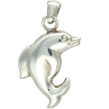 Urocza srebrna zawieszka damska w kształcie delfina, wykonana ze srebra próby 925. Lekka i elegancka biżuteria o wadze 2,63 g, idealna na prezent.1.jpg