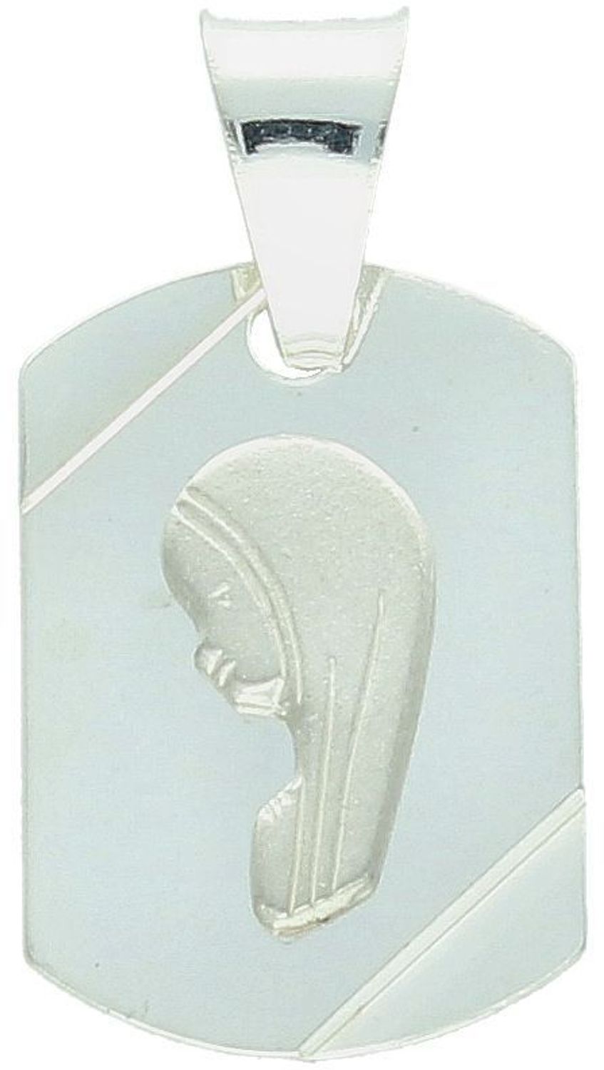 Zawieszka srebrna próby 925 – medalik Matka Boska na prostokątnej blaszce. Wymiary 2,3x1,2 cm, waga 2,10 g. Symbol wiary i ochrony duchowej.1.jpg